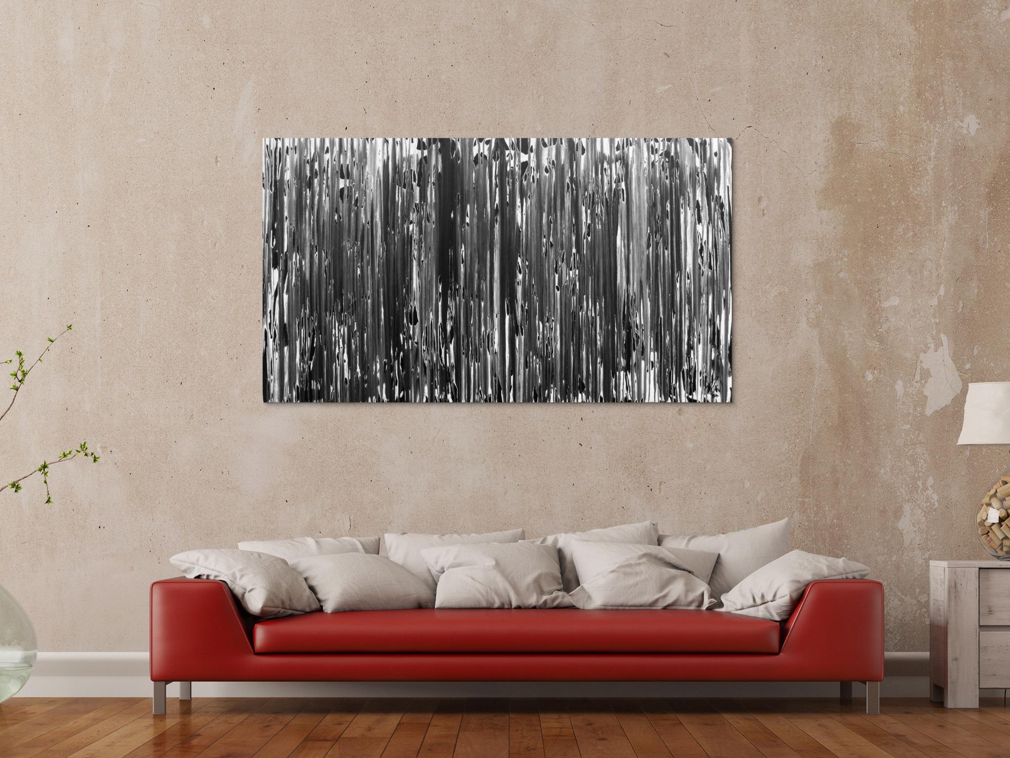 Modernes Acrylgemälde schlicht abstrakt in schwarz weiß