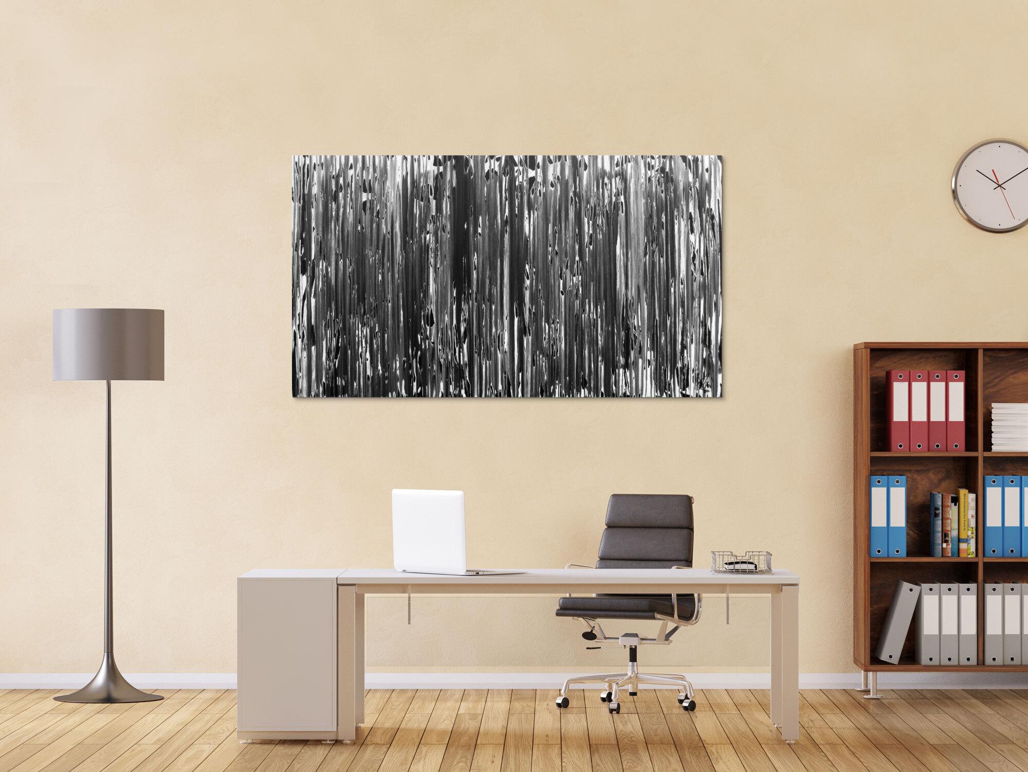 Modernes Acrylgemälde schlicht abstrakt in schwarz weiß