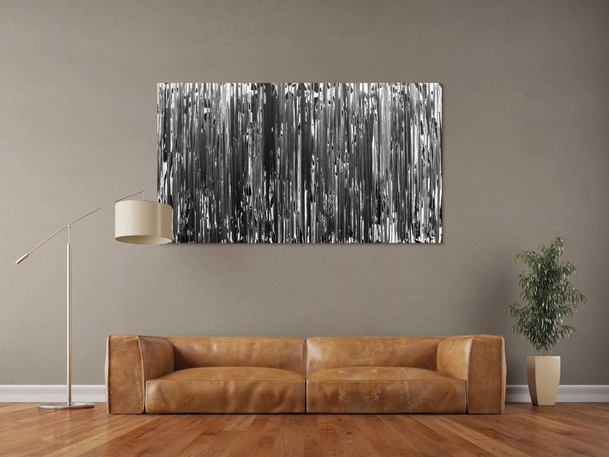 Modernes Acrylgemälde schlicht abstrakt in schwarz weiß