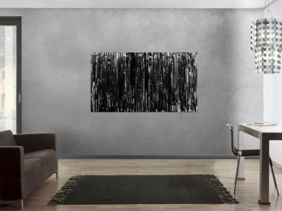 Modernes Acrylgemälde schlicht abstrakt in schwarz weiß