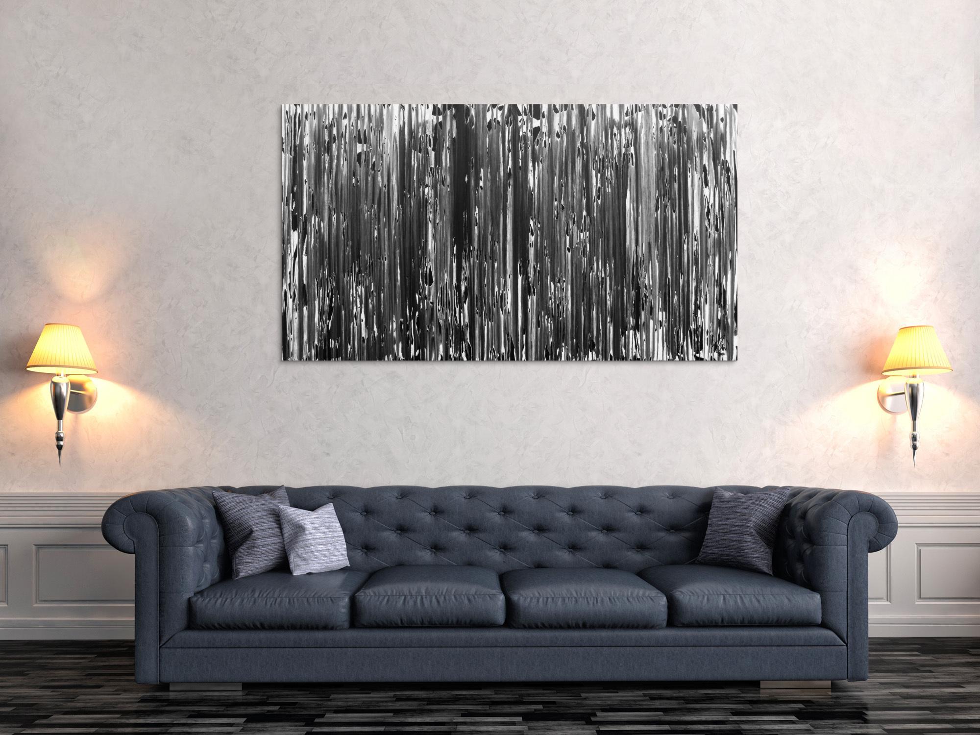 Modernes Acrylgemälde schlicht abstrakt in schwarz weiß