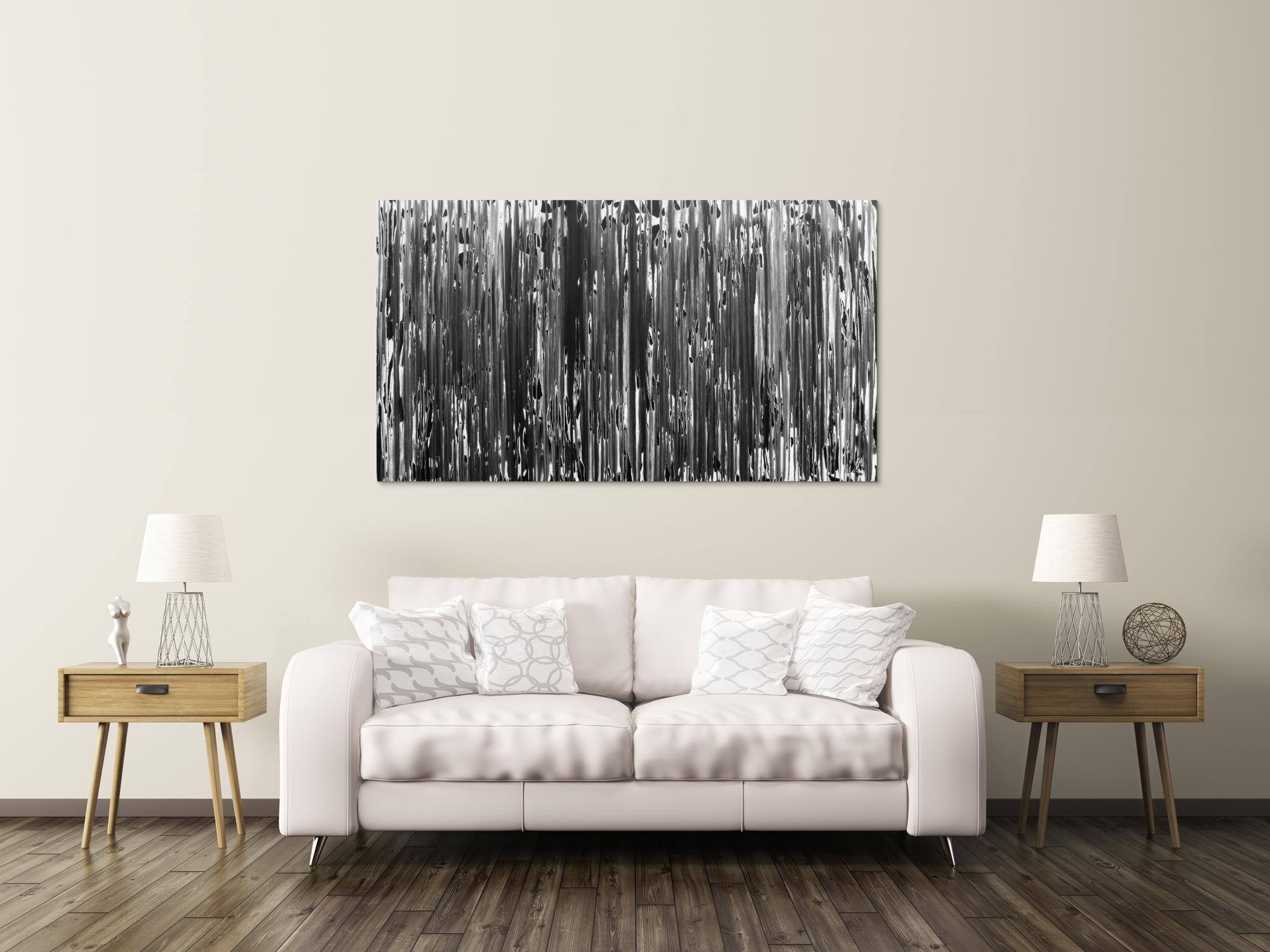 Modernes Acrylgemälde schlicht abstrakt in schwarz weiß