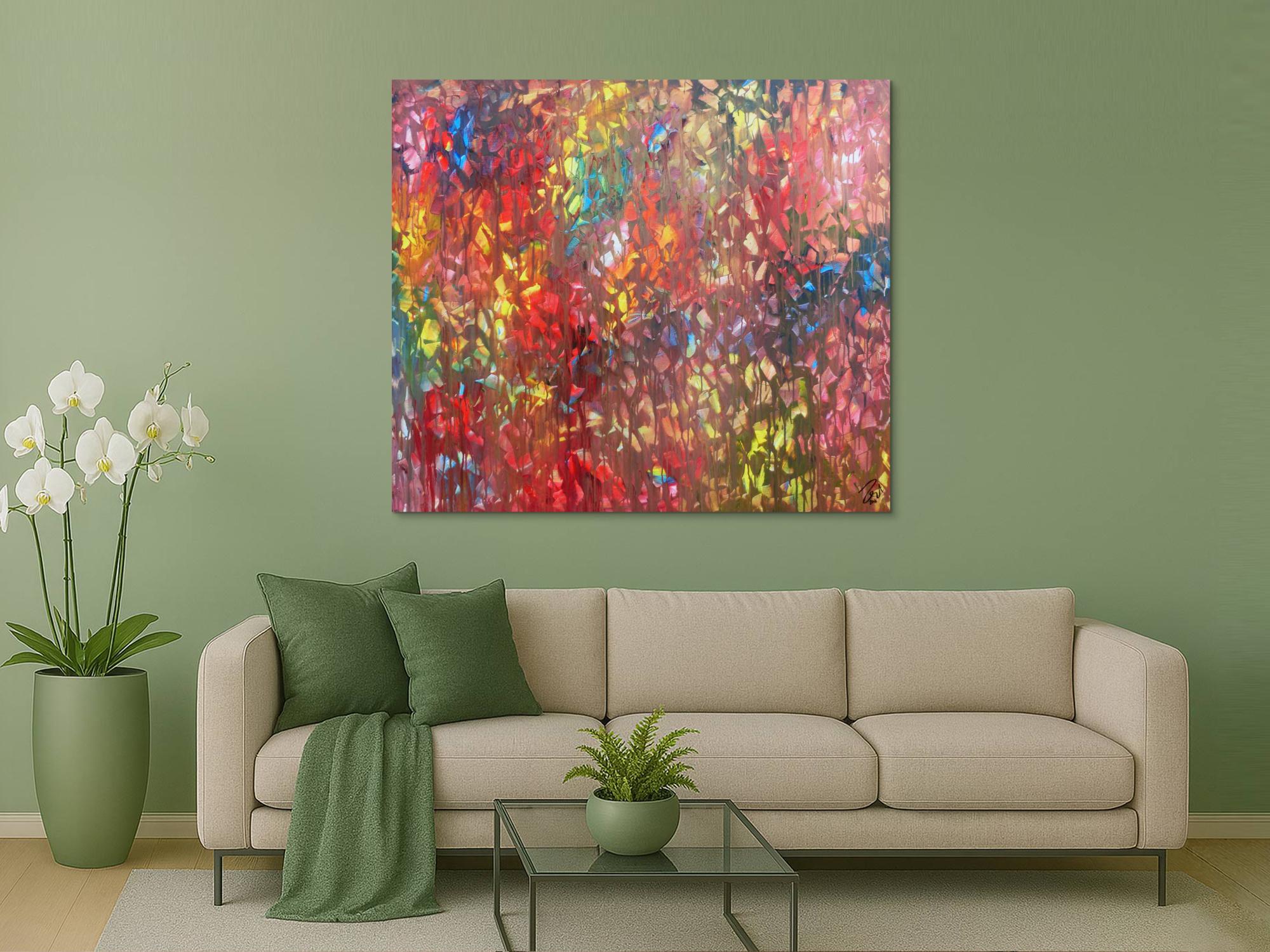 Buntes Acrylgemälde abstrakt modern mit vielen hellen Farben