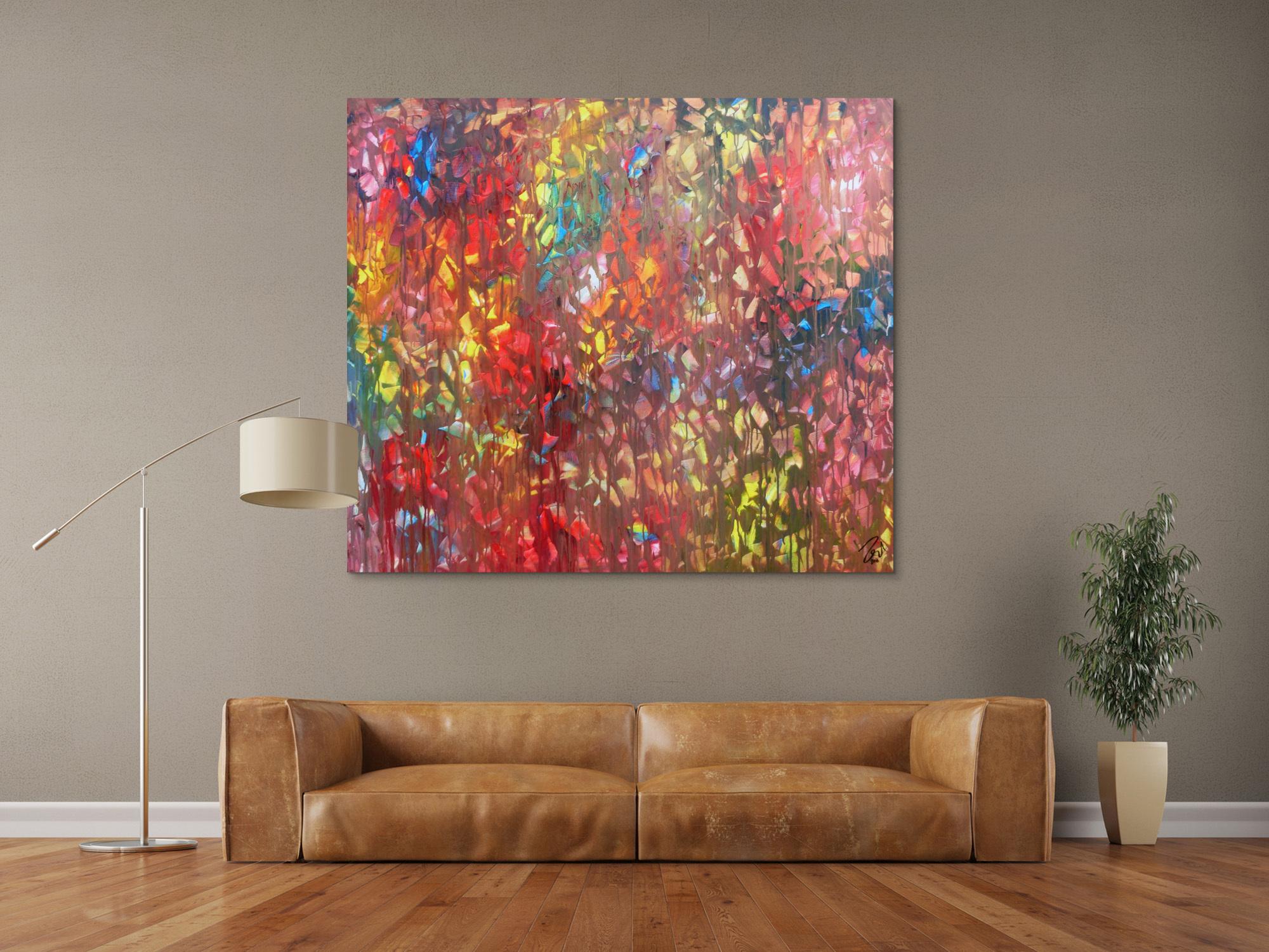 Buntes Acrylgemälde abstrakt modern mit vielen hellen Farben