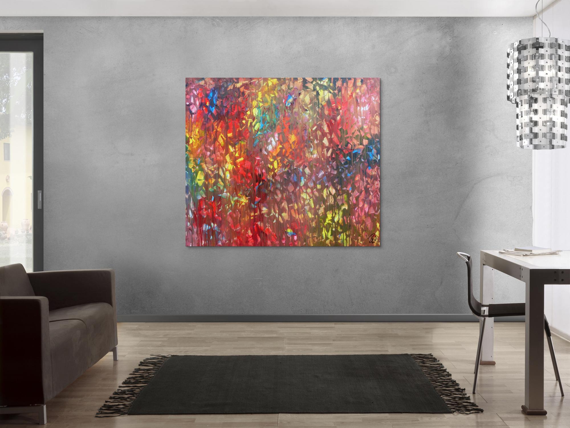 Buntes Acrylgemälde abstrakt modern mit vielen hellen Farben