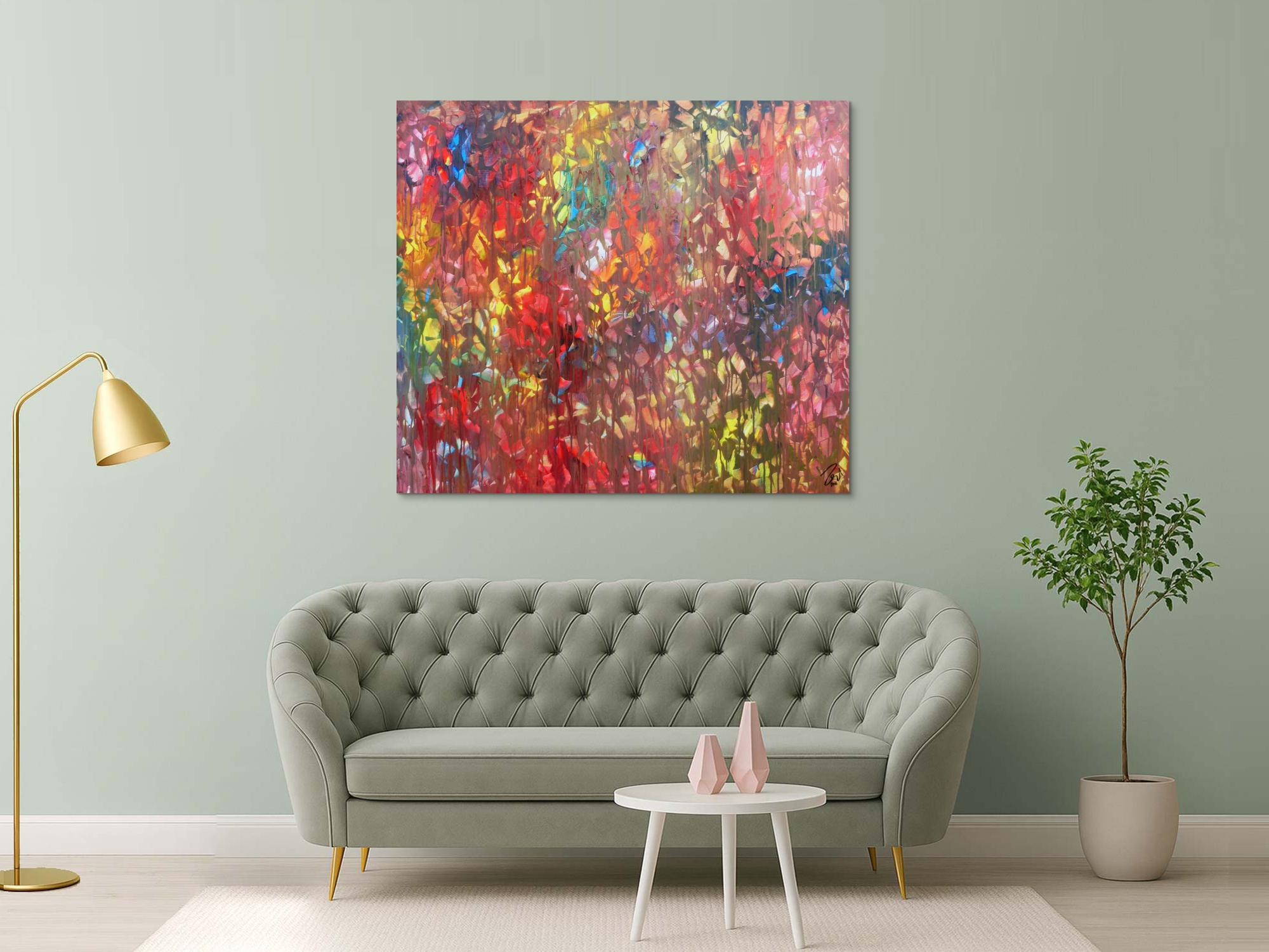 Buntes Acrylgemälde abstrakt modern mit vielen hellen Farben