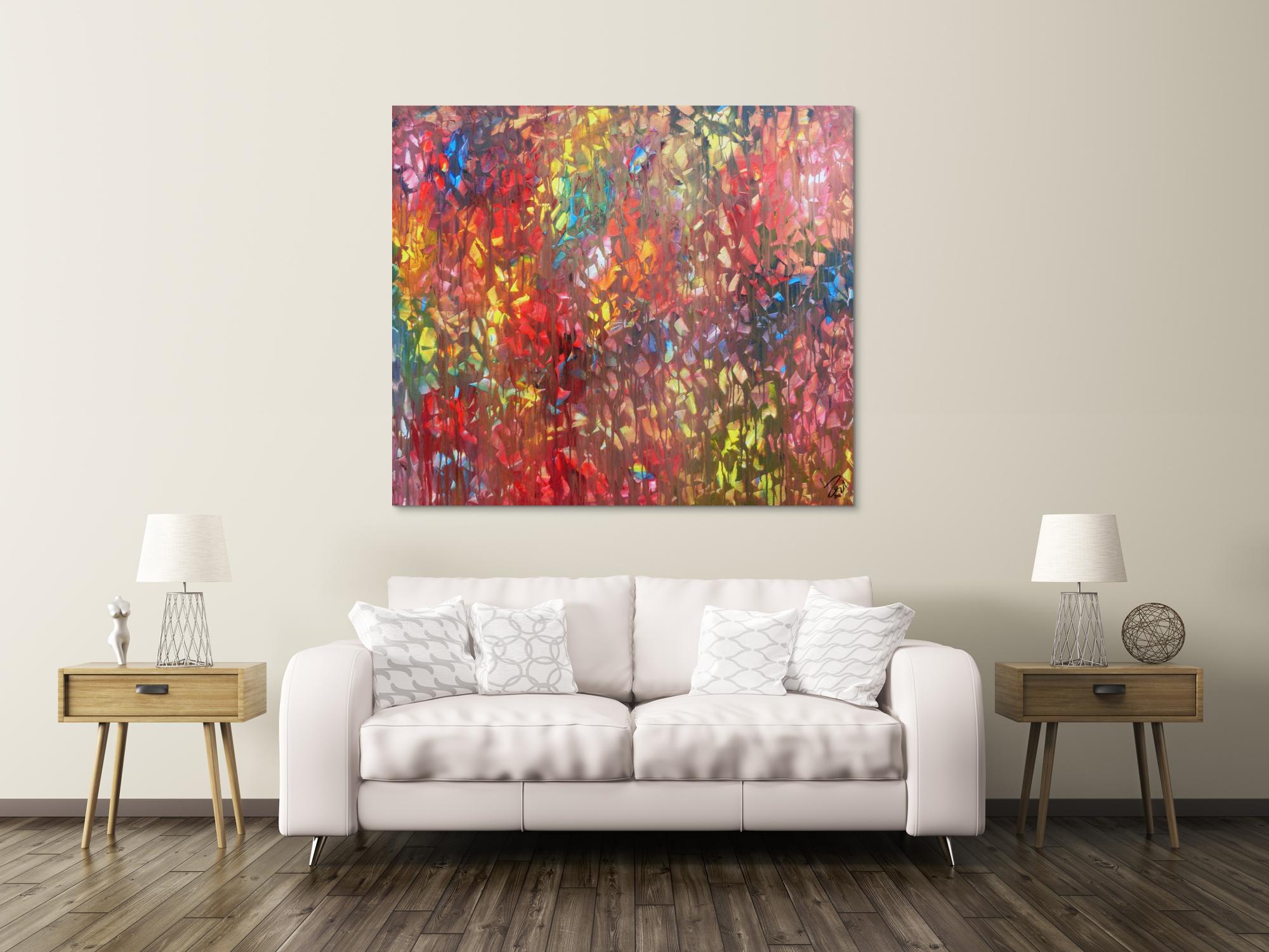 Buntes Acrylgemälde abstrakt modern mit vielen hellen Farben