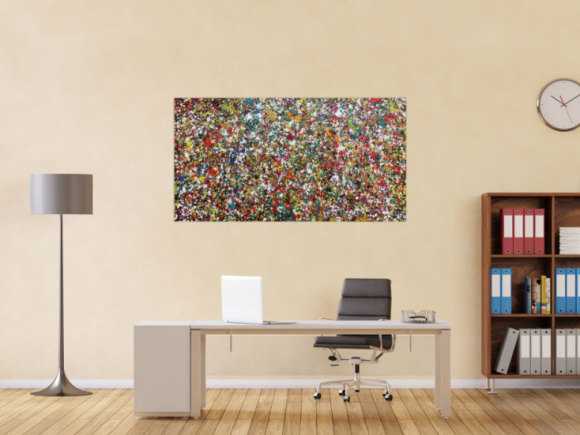 Sehr buntes Acrylgemälde abstrakt mit vielen kleinen bunten Flecken