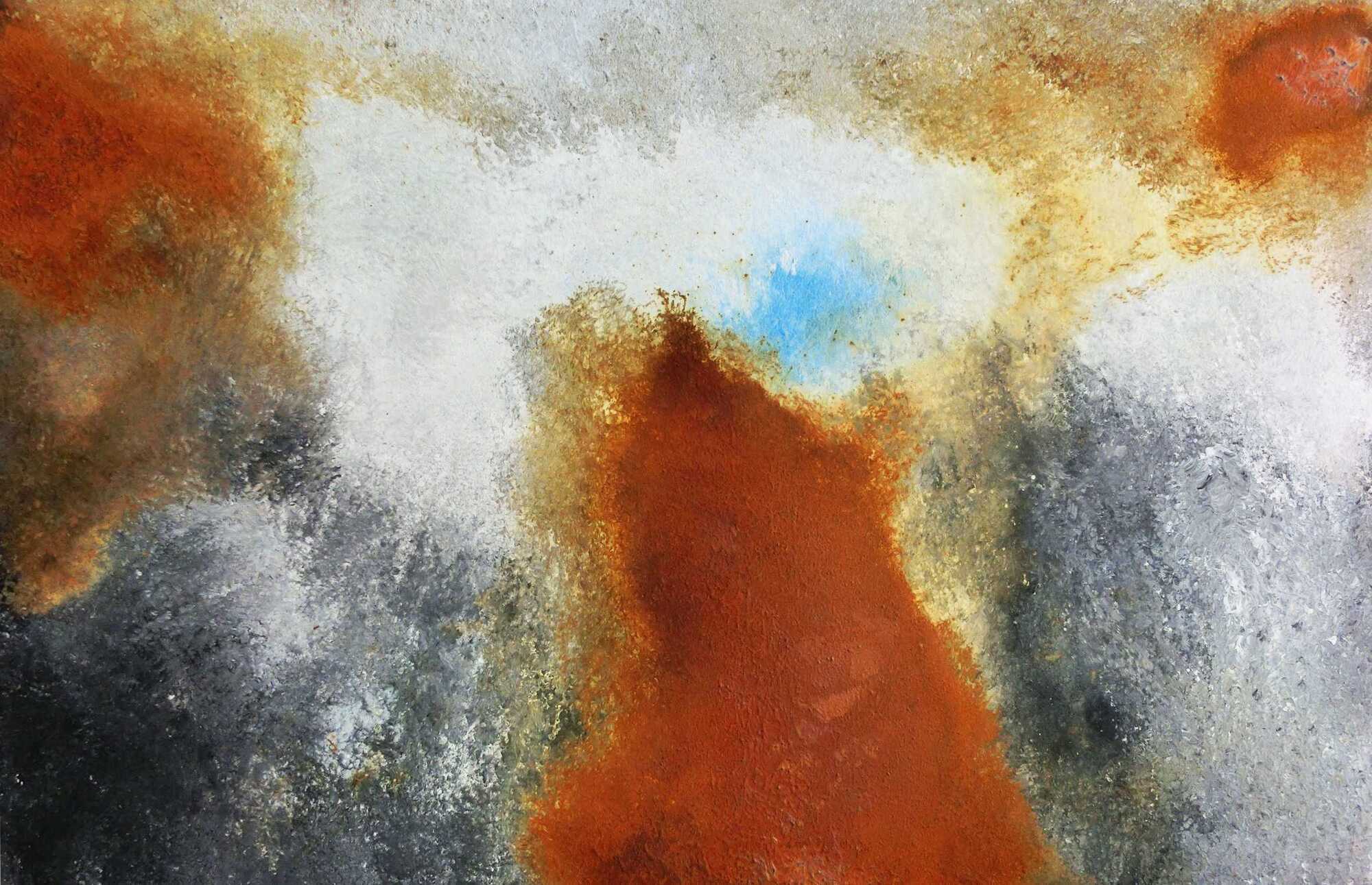 Abstraktes Gemälde mit echtem Rost