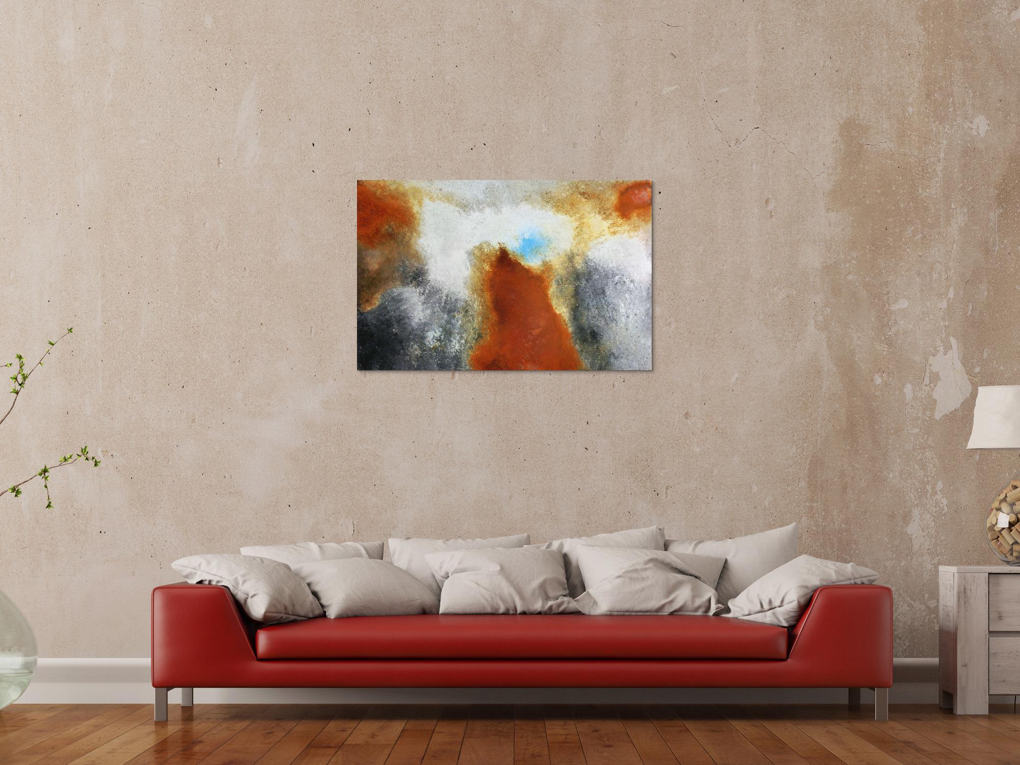 Abstraktes Gemälde mit echtem Rost