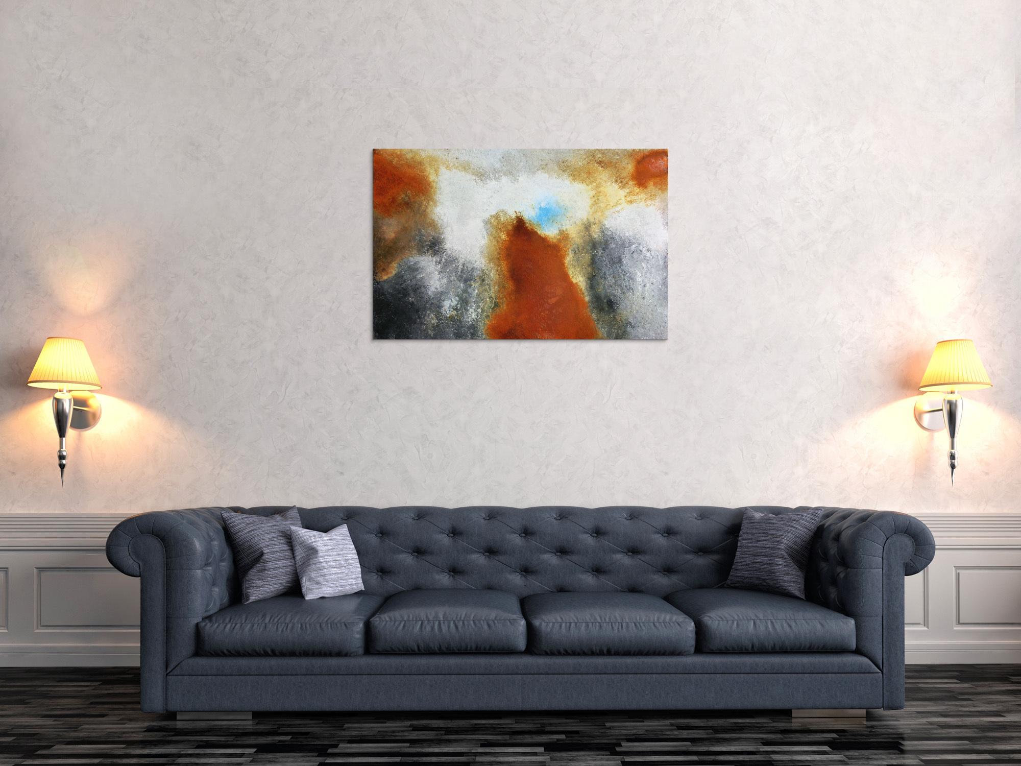 Abstraktes Gemälde mit echtem Rost