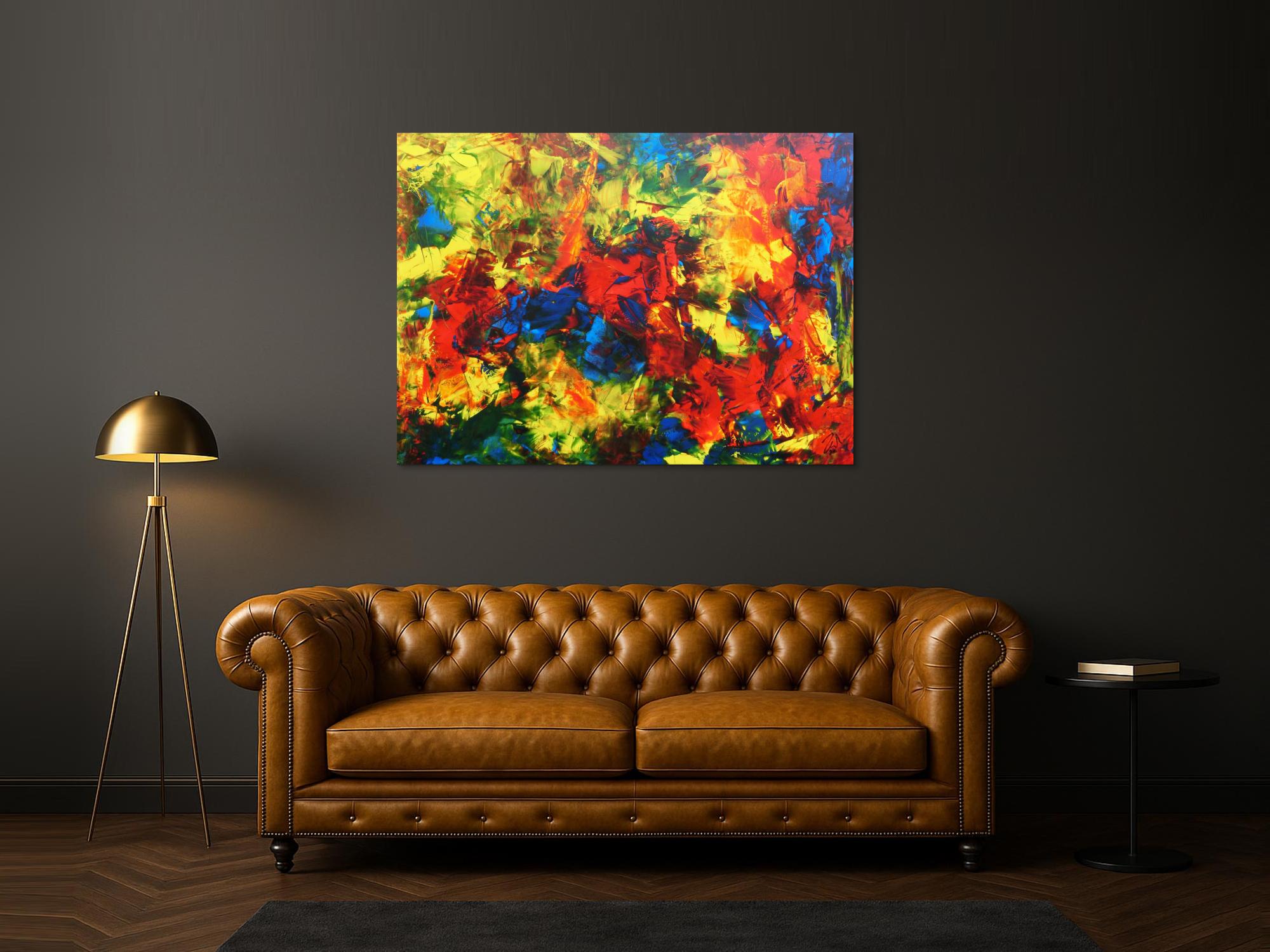 Modernes abstraktes Acrylgemälde sehr bunt und zeitgenössisch