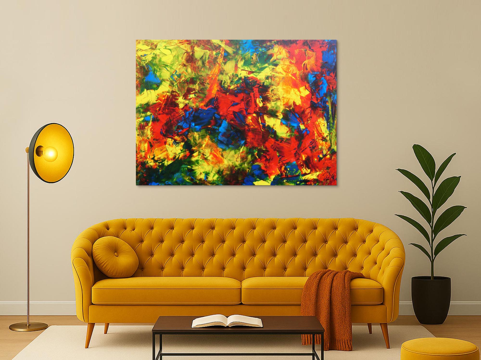 Modernes abstraktes Acrylgemälde sehr bunt und zeitgenössisch