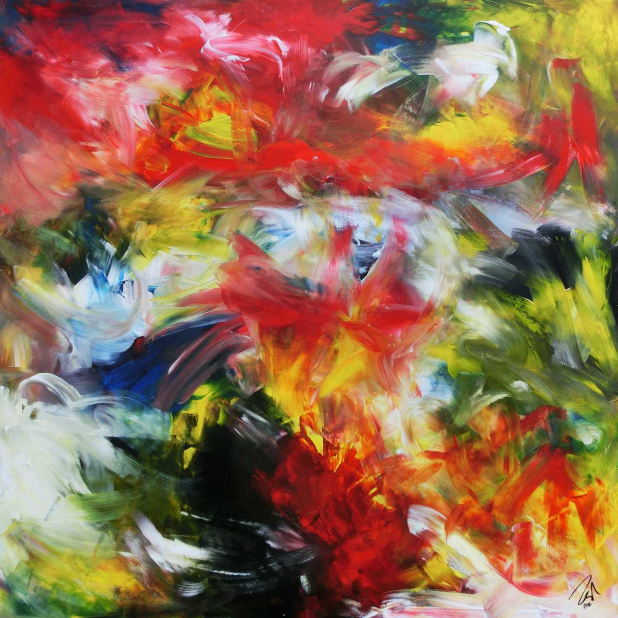 Abstraktes buntes Acrylgemälde sehr modern mit vielen Fabrben