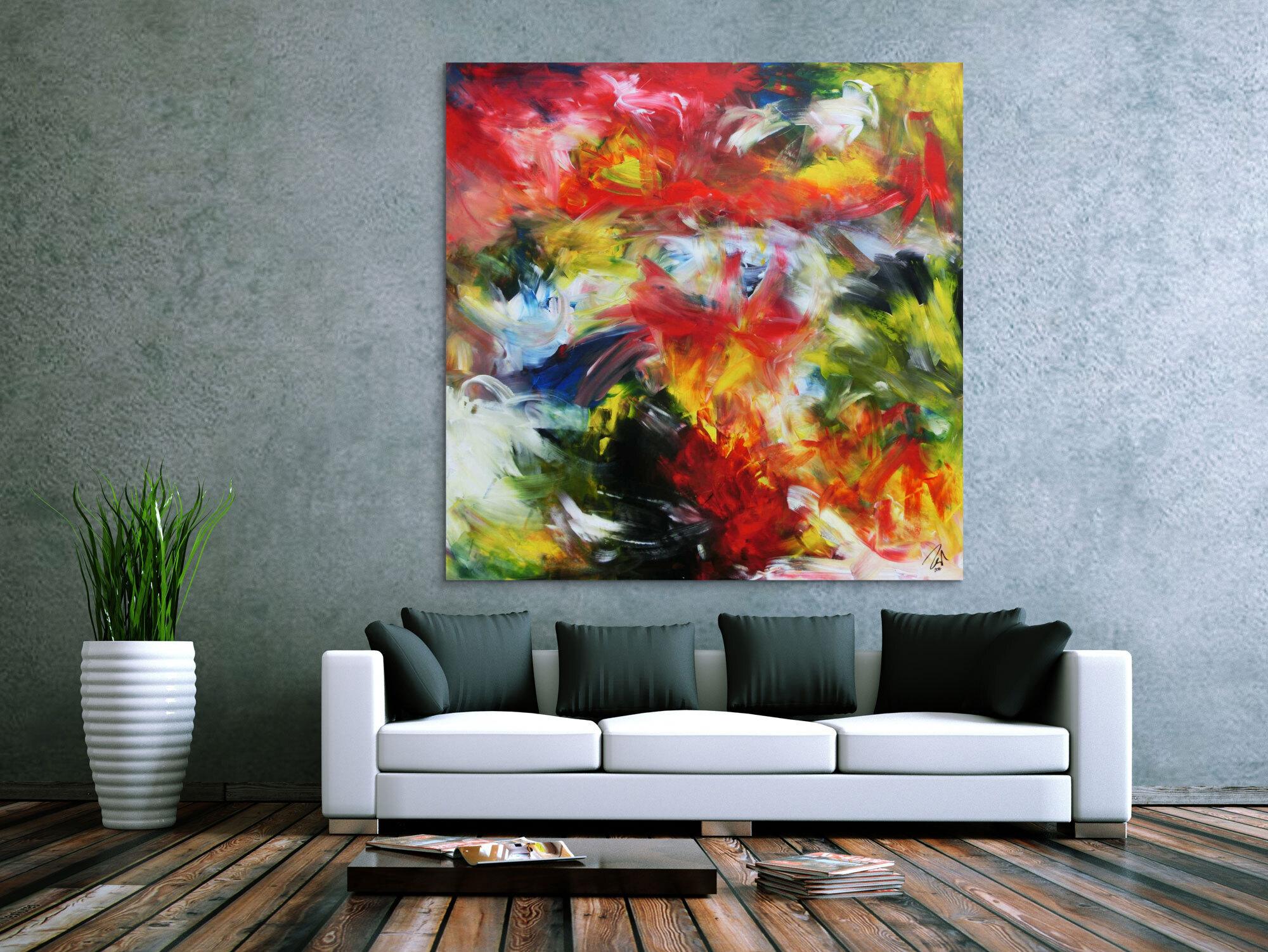 Abstraktes buntes Acrylgemälde sehr modern mit vielen Fabrben