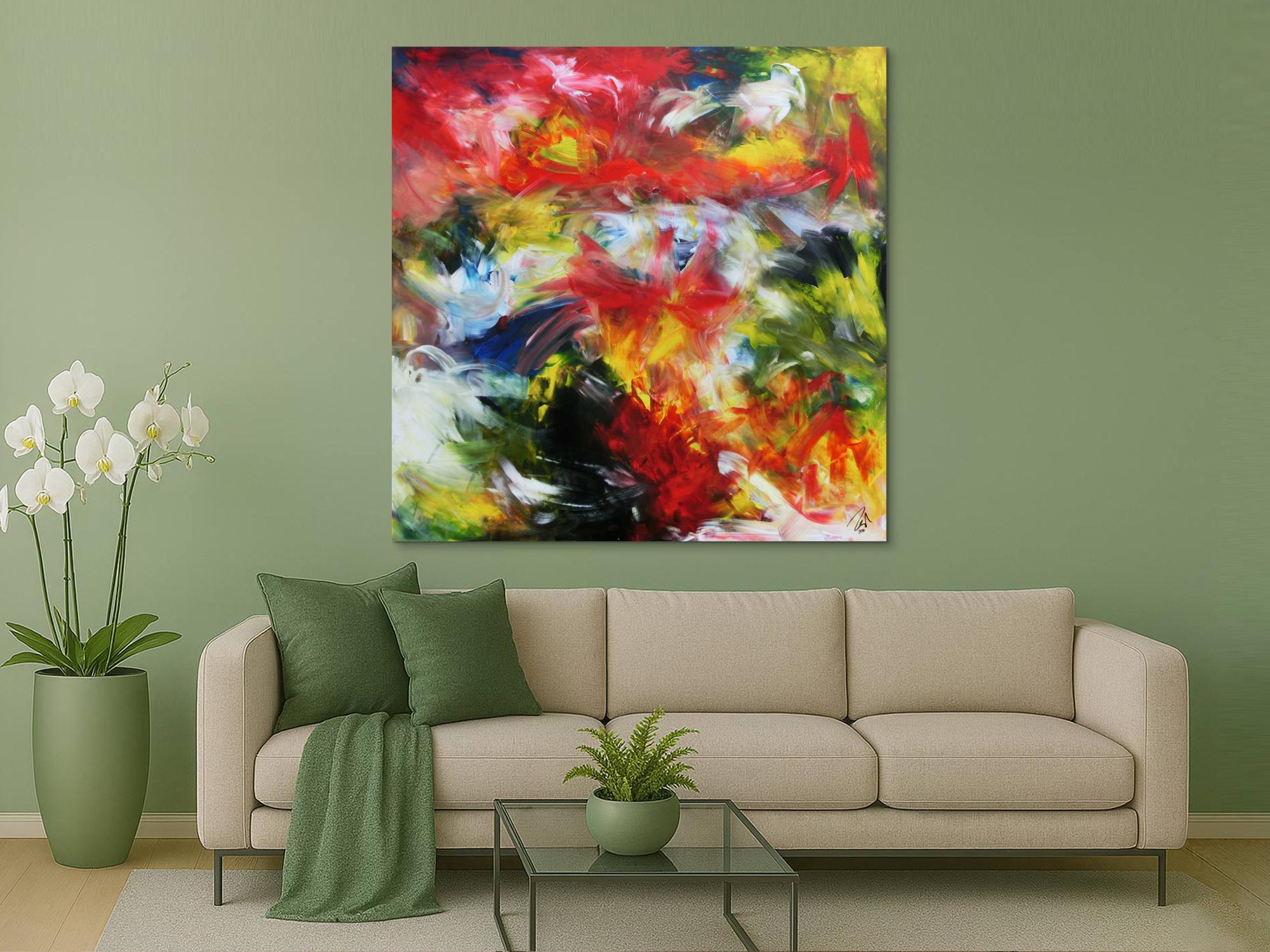 Abstraktes buntes Acrylgemälde sehr modern mit vielen Fabrben