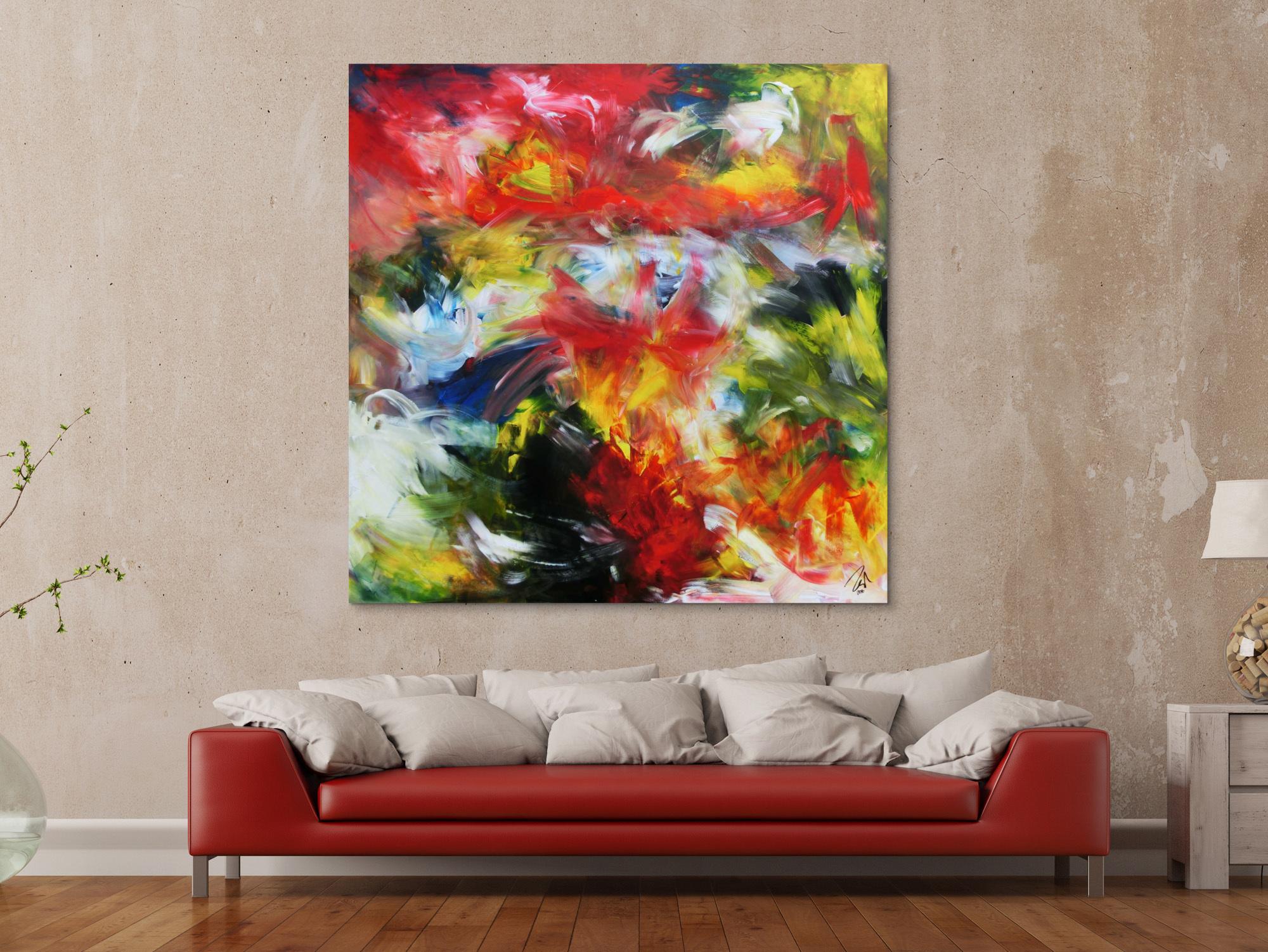 Abstraktes buntes Acrylgemälde sehr modern mit vielen Fabrben