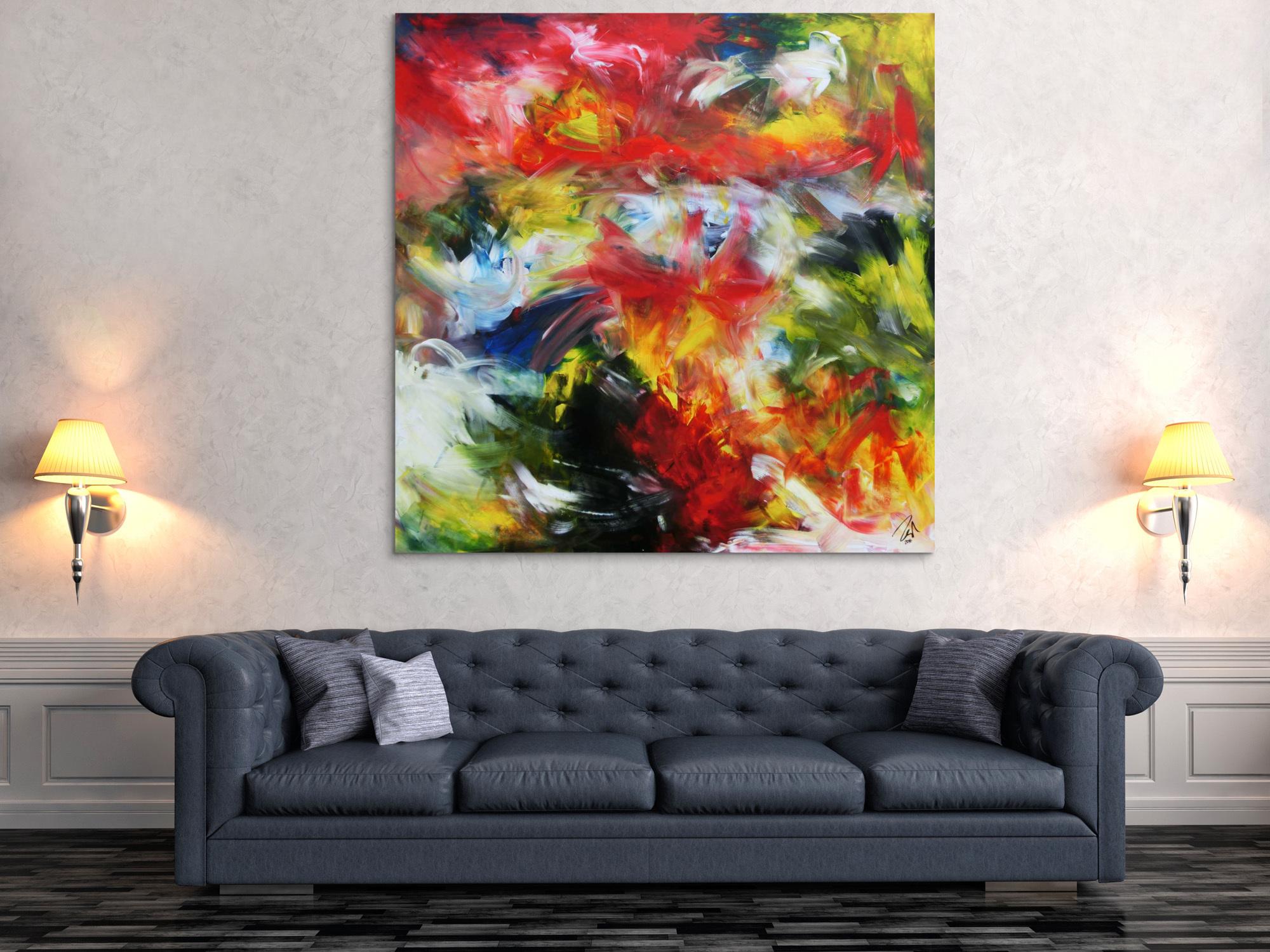 Abstraktes buntes Acrylgemälde sehr modern mit vielen Fabrben