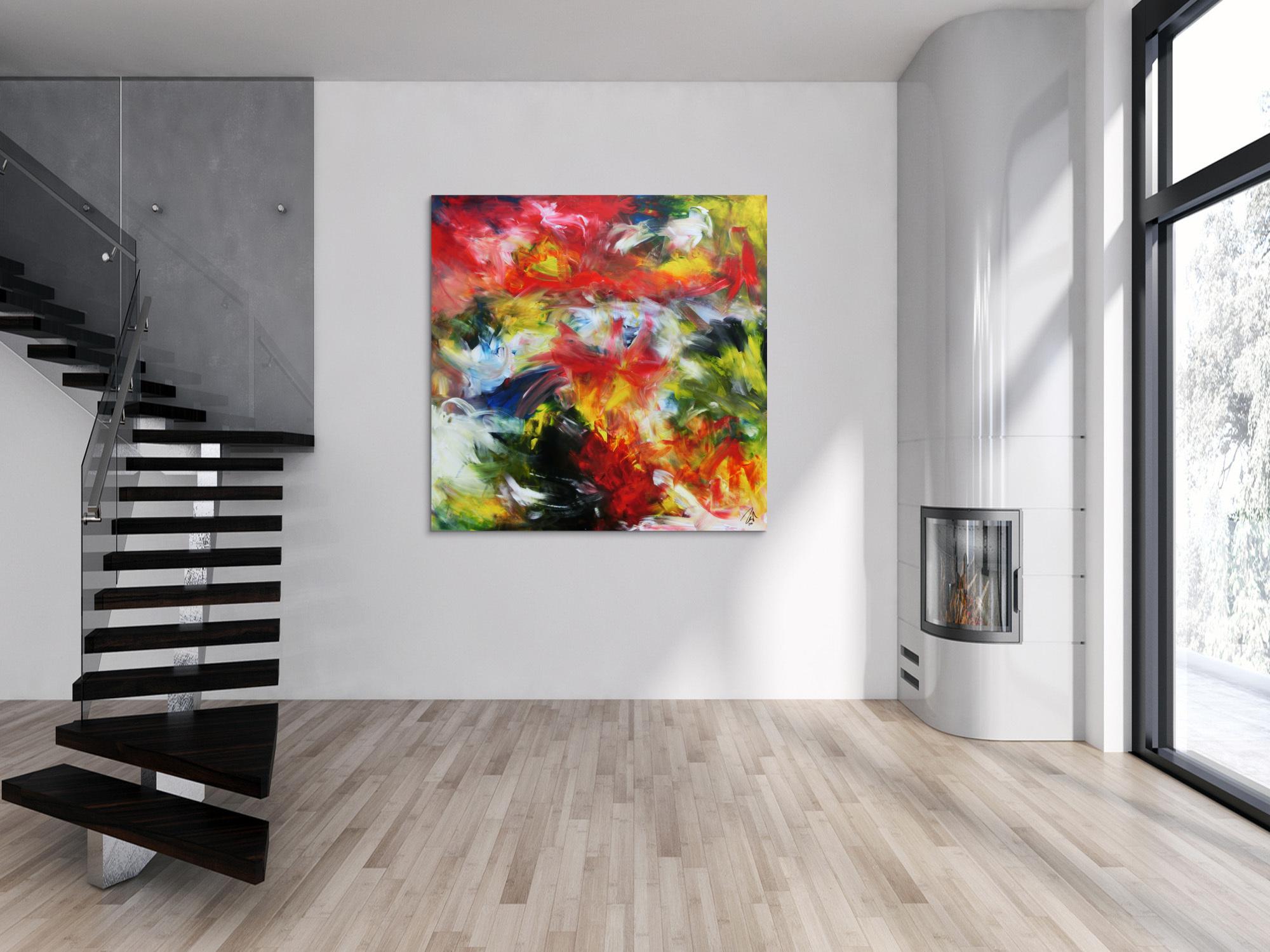 Abstraktes buntes Acrylgemälde sehr modern mit vielen Fabrben