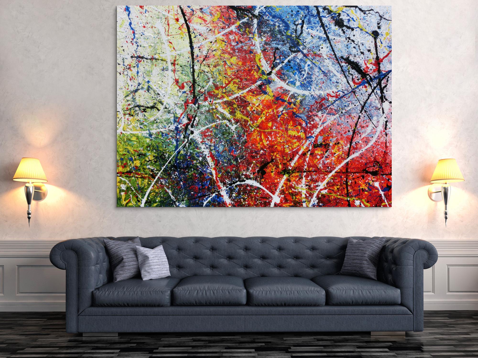 Modernes sehr großes abstraktes Acrylgemälde