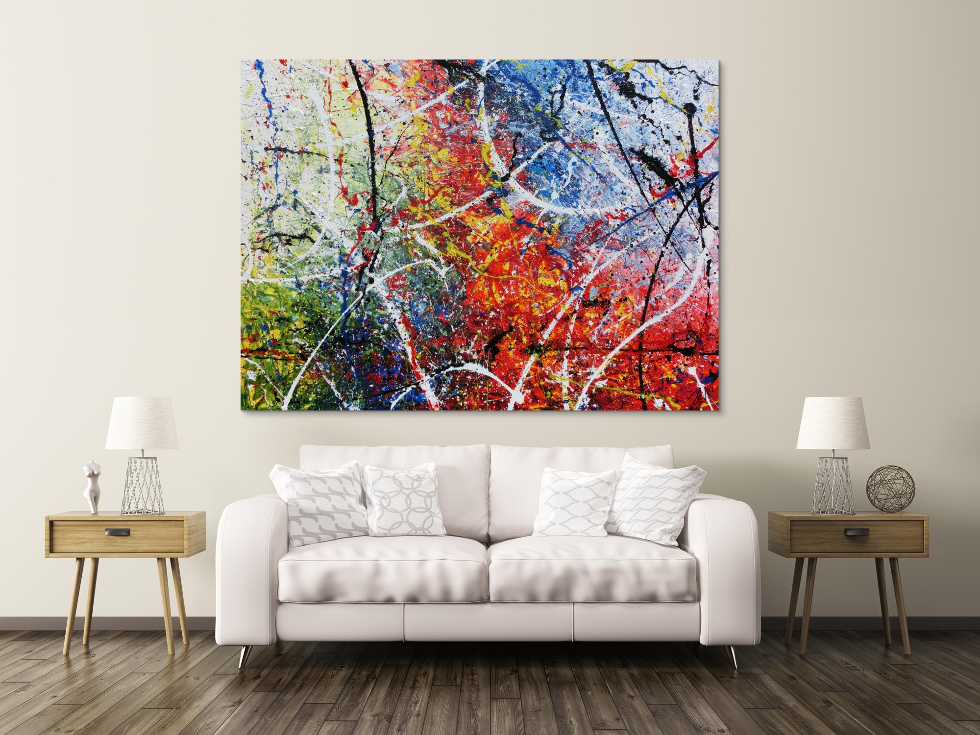 Modernes sehr großes abstraktes Acrylgemälde