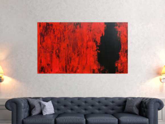 Modernes abstraktes Acrylgemälde in rot und schwarz minimalistisch