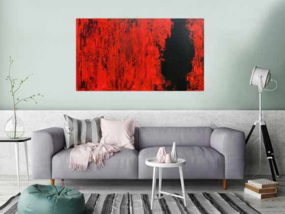 Modernes abstraktes Acrylgemälde in rot und schwarz minimalistisch