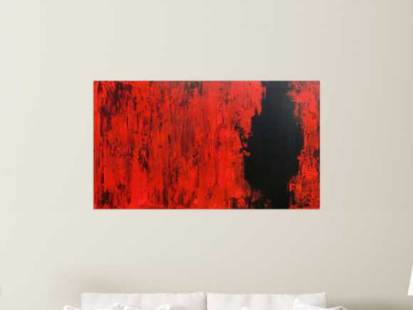 Modernes abstraktes Acrylgemälde in rot und schwarz minimalistisch