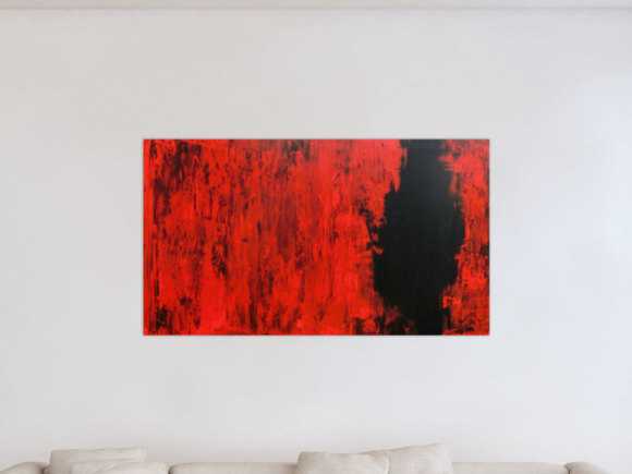 Modernes abstraktes Acrylgemälde in rot und schwarz minimalistisch
