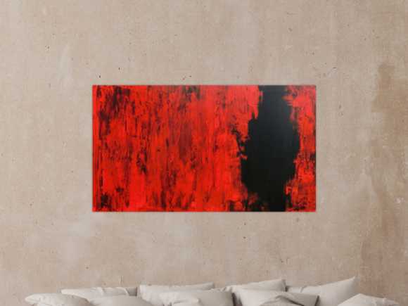 Modernes abstraktes Acrylgemälde in rot und schwarz minimalistisch