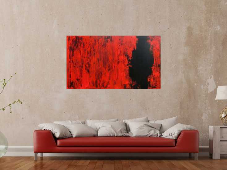 #695 Modernes abstraktes Acrylgemälde in rot und schwarz minimalistisch 80x140cm von Alex Zerr