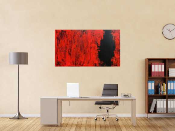 Modernes abstraktes Acrylgemälde in rot und schwarz minimalistisch