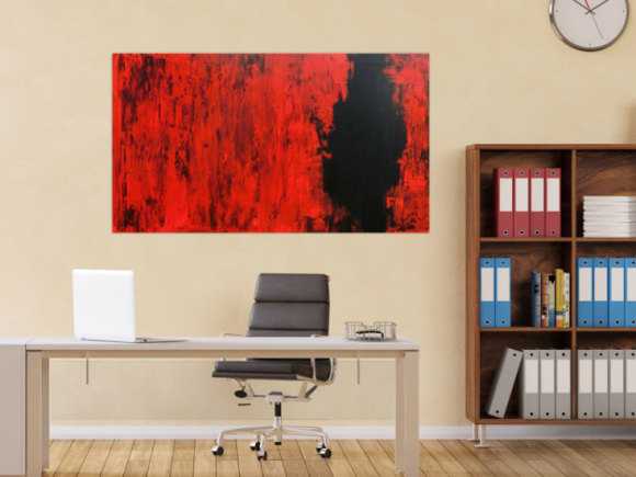 Modernes abstraktes Acrylgemälde in rot und schwarz minimalistisch