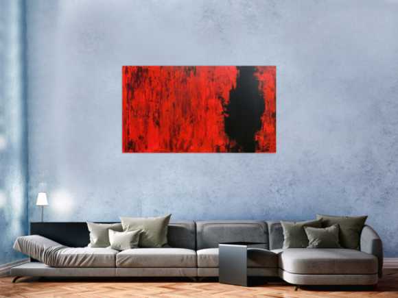 Modernes abstraktes Acrylgemälde in rot und schwarz minimalistisch