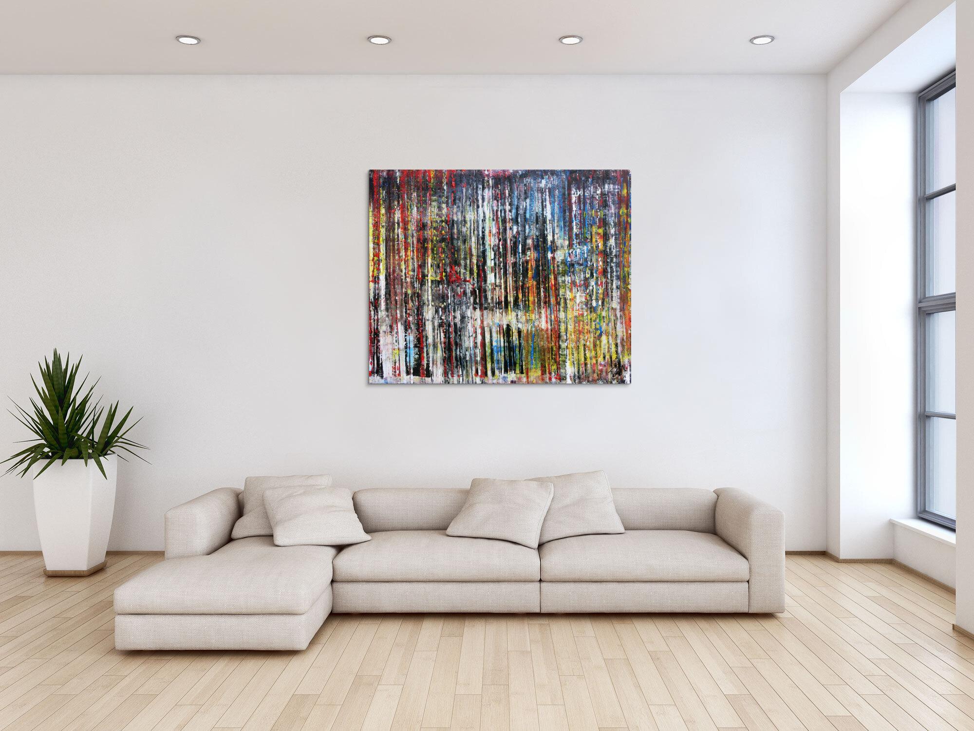 Sehr buntes abstraktes Acrylgemälde in Spachteltechnik