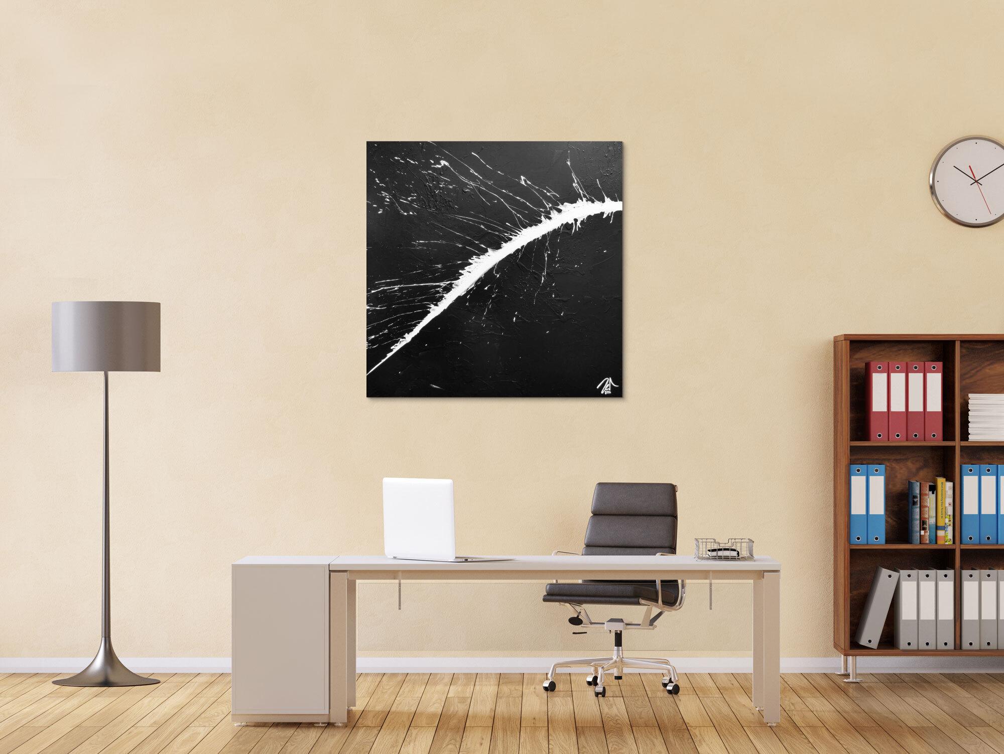 Modernes minimalistisches Acrylgemälde in schwarz weiß