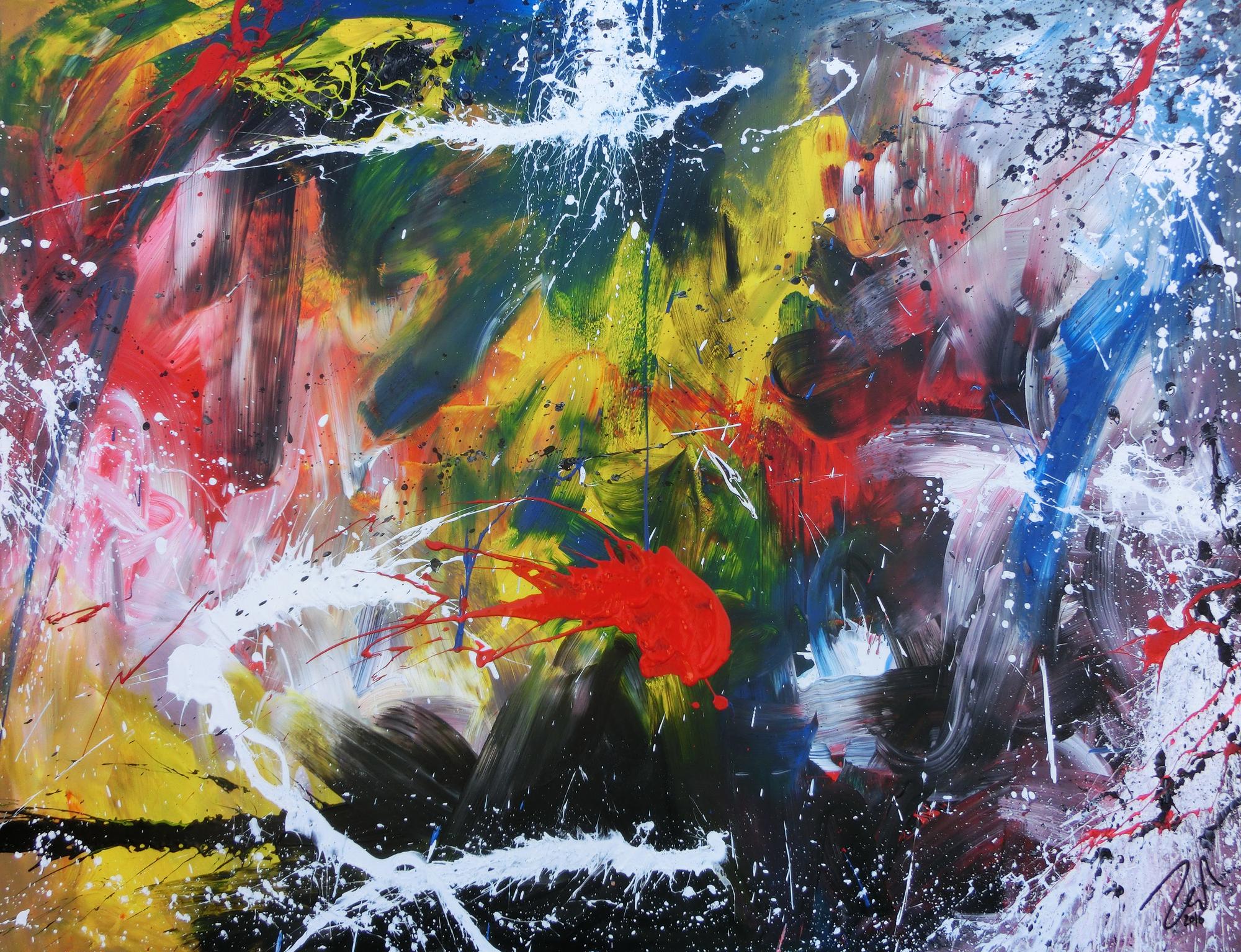 Buntes Acrlbild abstrakt modern mit vielen bunten Farben