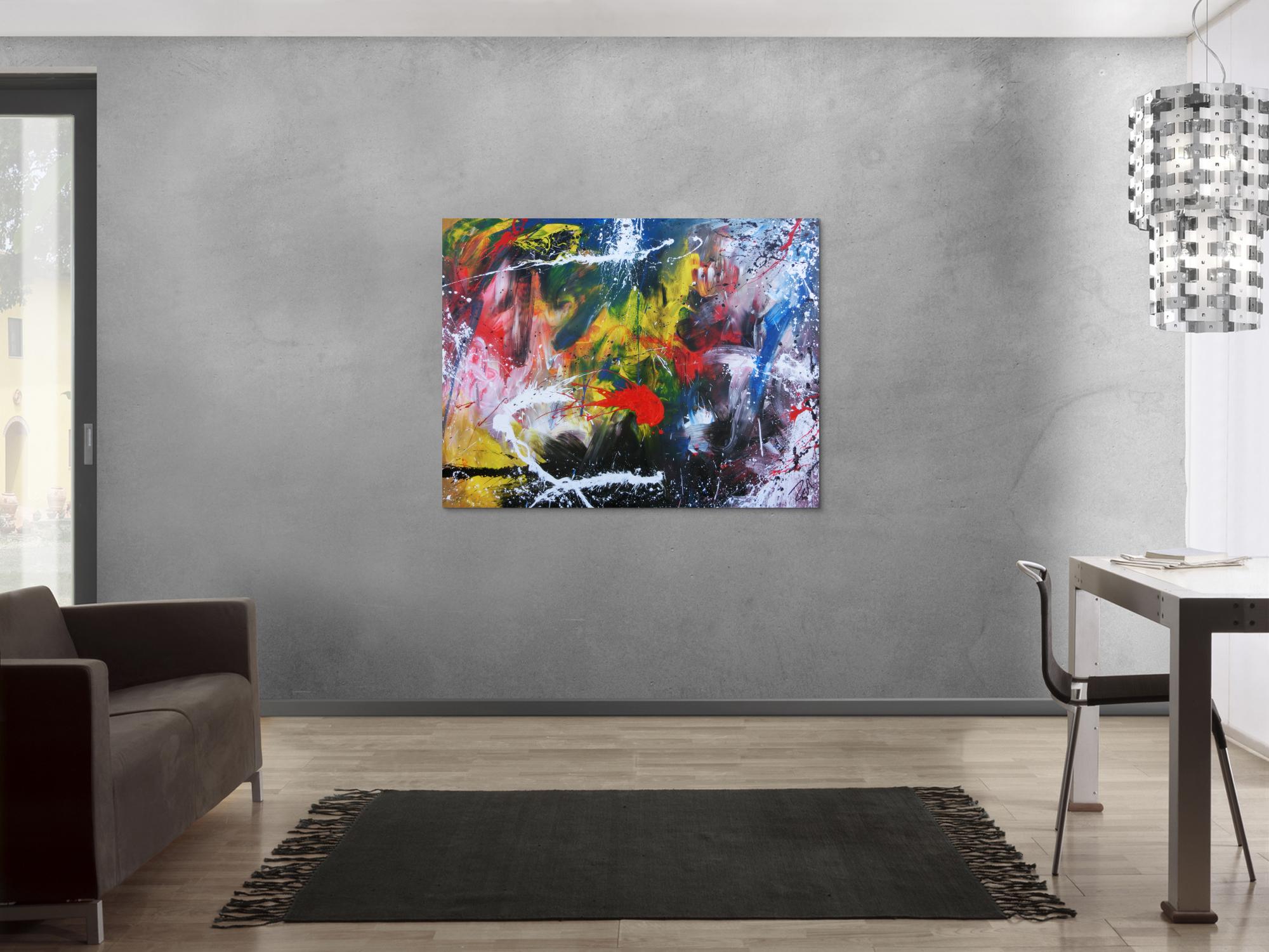 Buntes Acrlbild abstrakt modern mit vielen bunten Farben