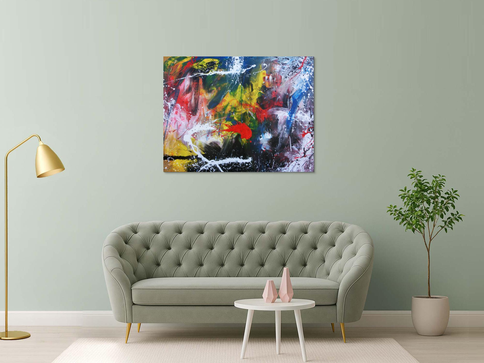 Buntes Acrlbild abstrakt modern mit vielen bunten Farben