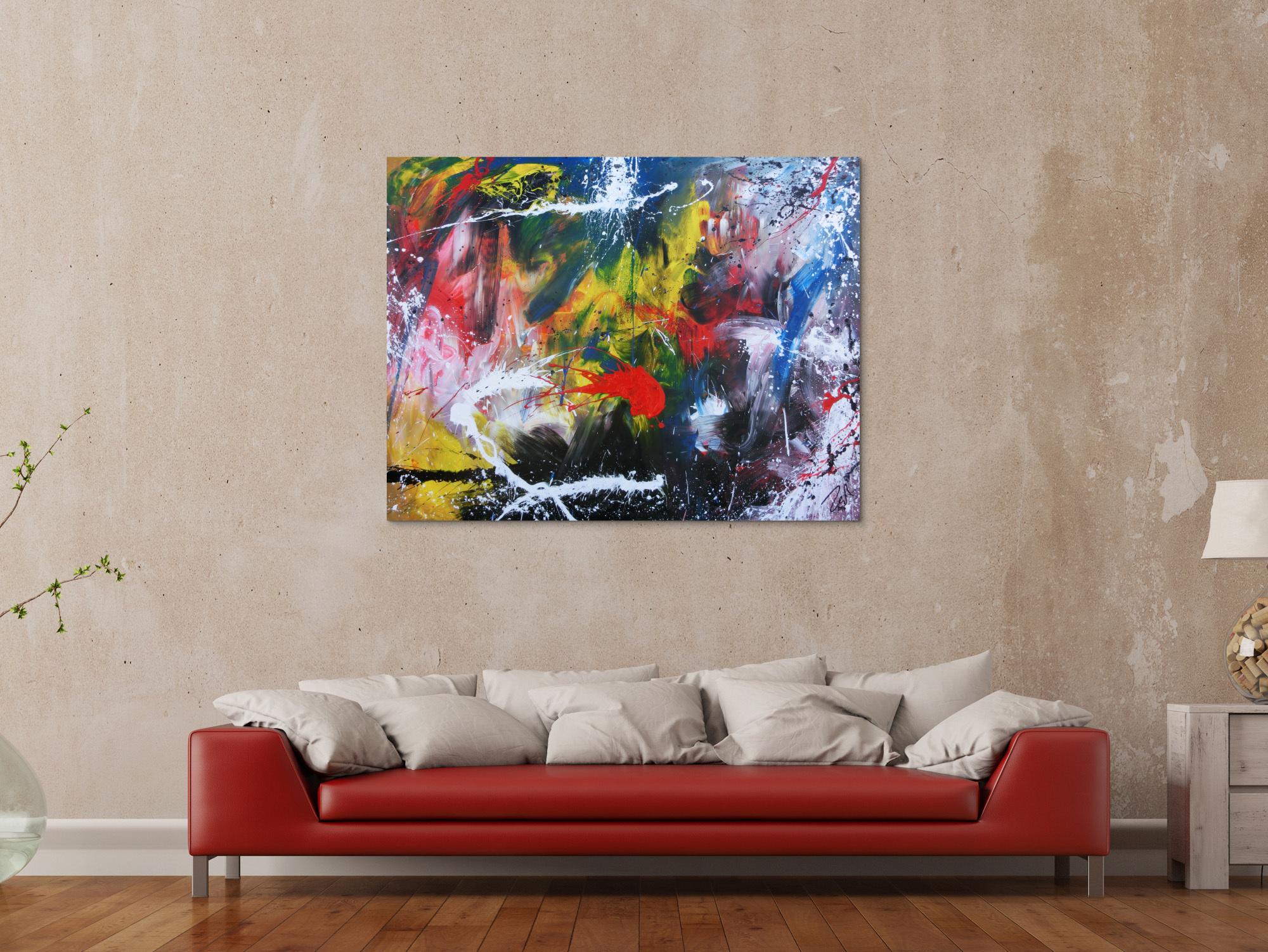 Buntes Acrlbild abstrakt modern mit vielen bunten Farben