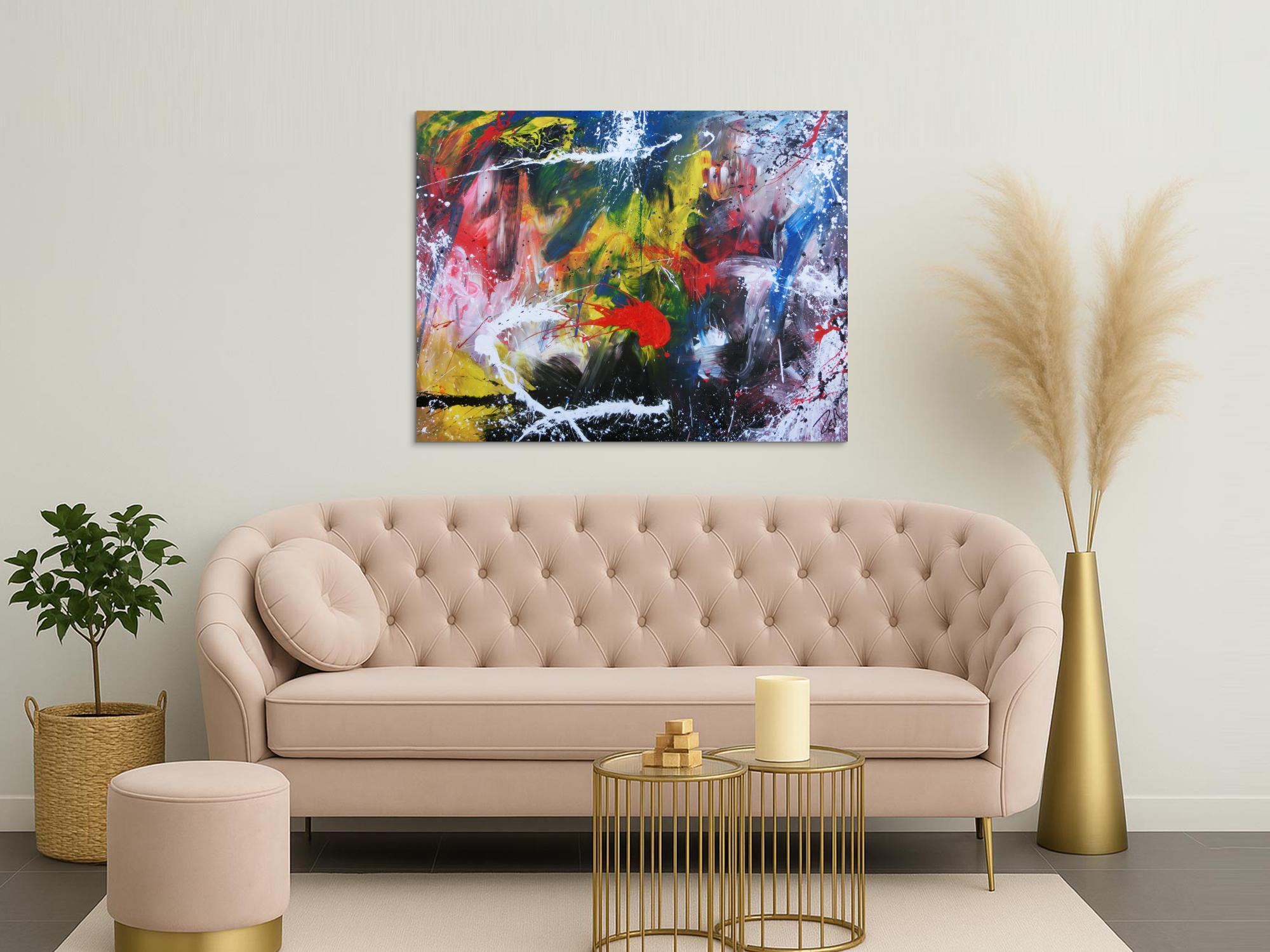 Buntes Acrlbild abstrakt modern mit vielen bunten Farben