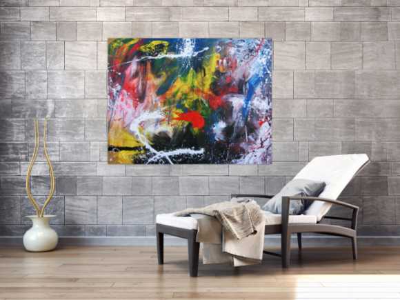 Buntes Acrlbild abstrakt modern mit vielen bunten Farben