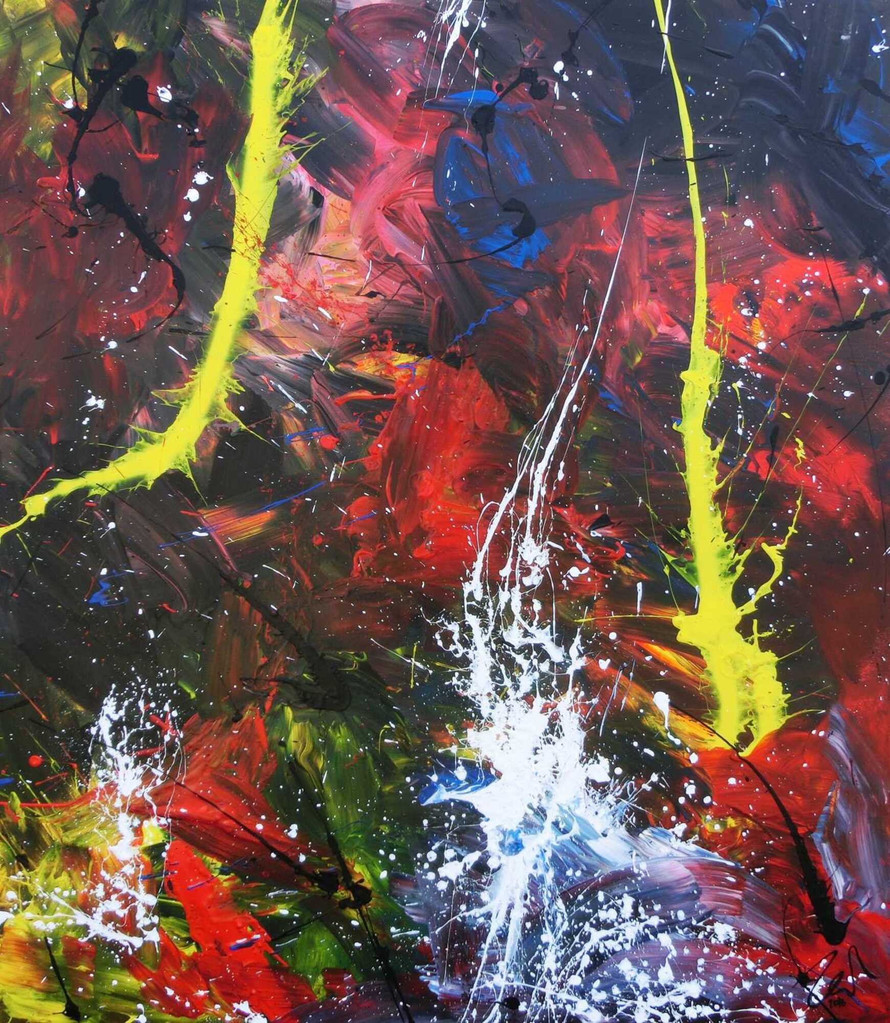 Modernes Acrylgemälde abstrakt bunt viele Farben