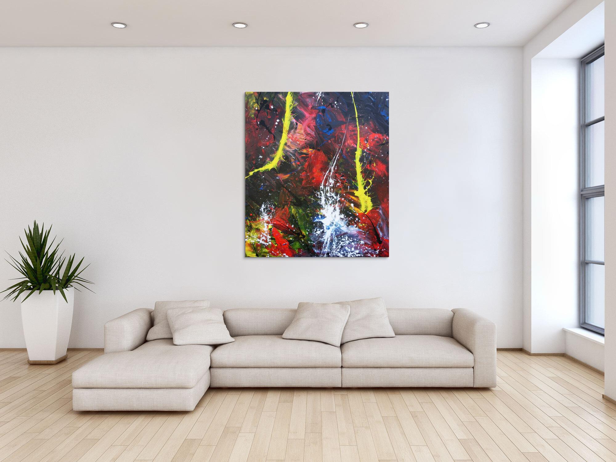 Modernes Acrylgemälde abstrakt bunt viele Farben