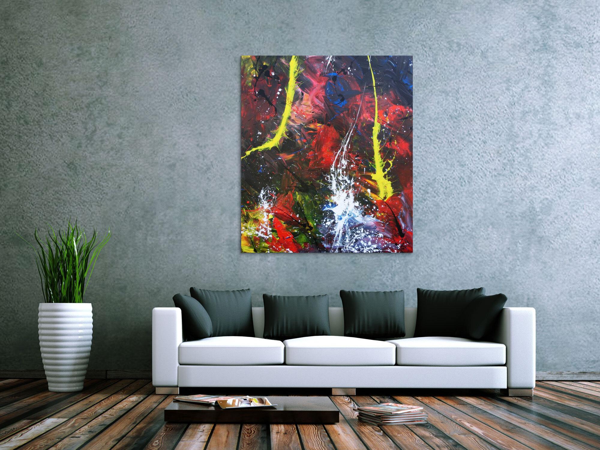 Modernes Acrylgemälde abstrakt bunt viele Farben