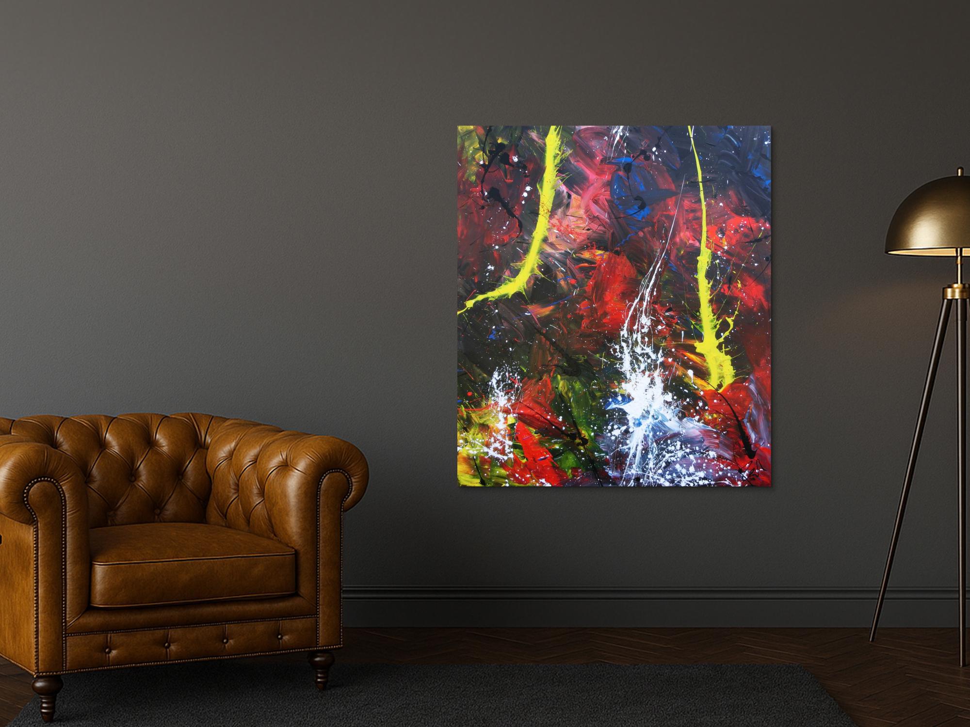 Modernes Acrylgemälde abstrakt bunt viele Farben