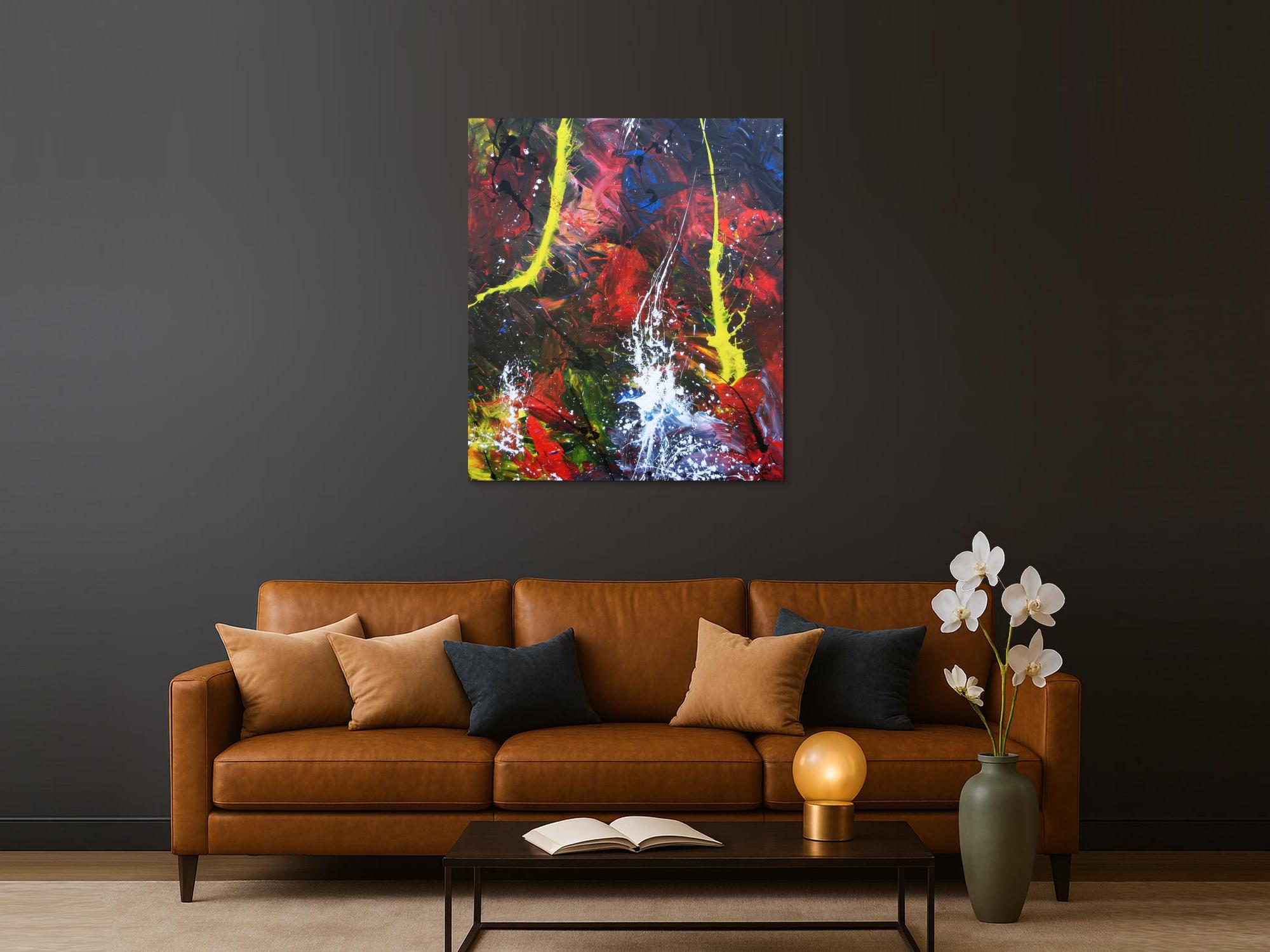 Modernes Acrylgemälde abstrakt bunt viele Farben