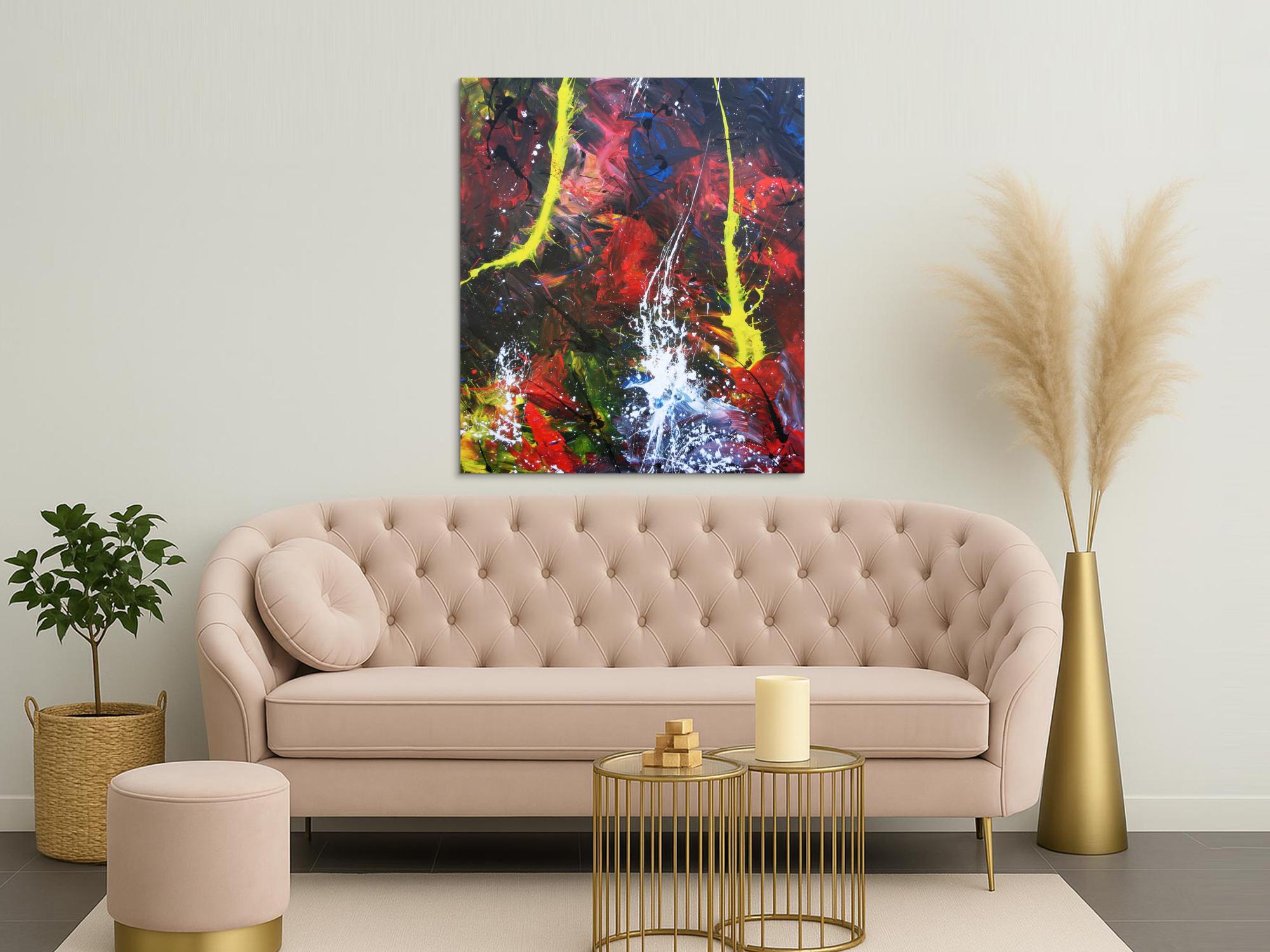 Modernes Acrylgemälde abstrakt bunt viele Farben