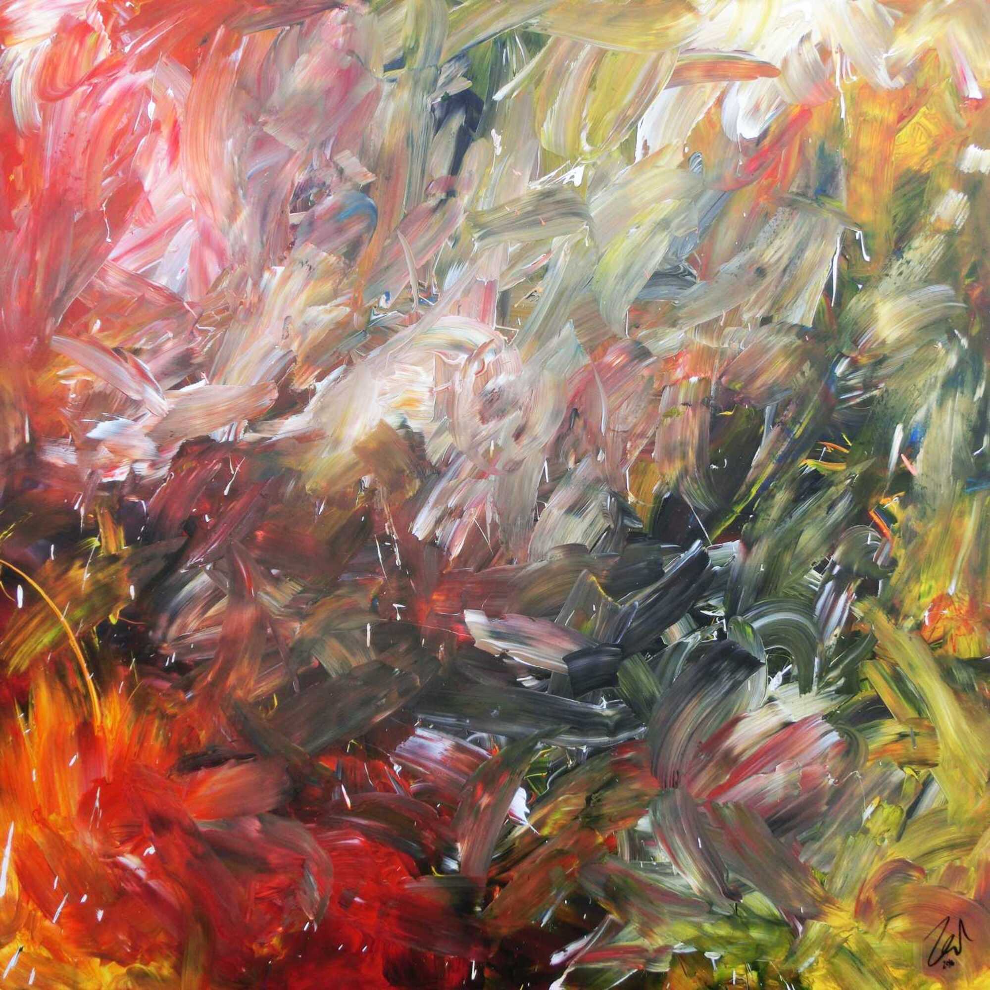 Abstraktes Acrylgemälde sehr modern mit hellen und dunklen Farben