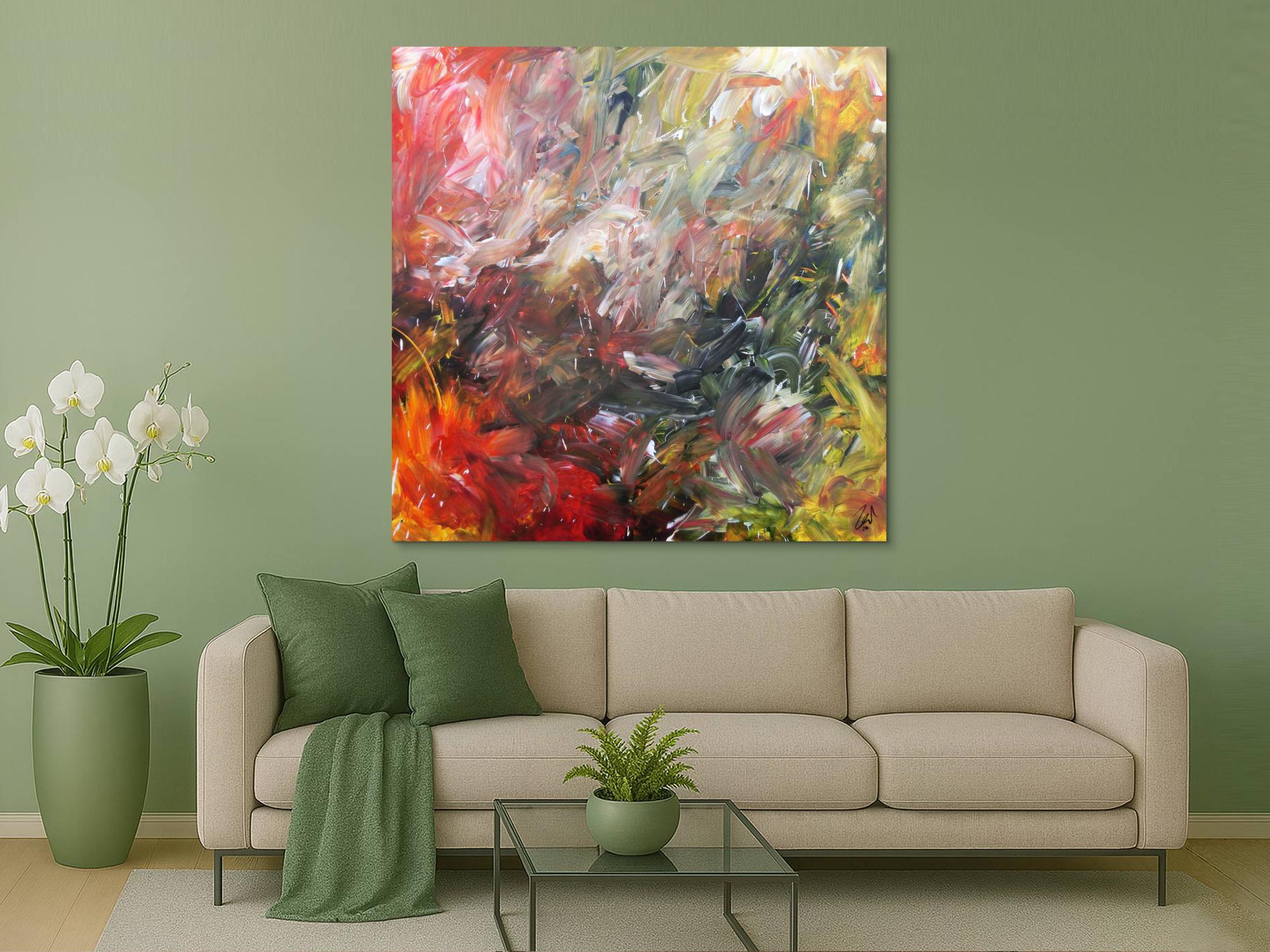 Abstraktes Acrylgemälde sehr modern mit hellen und dunklen Farben